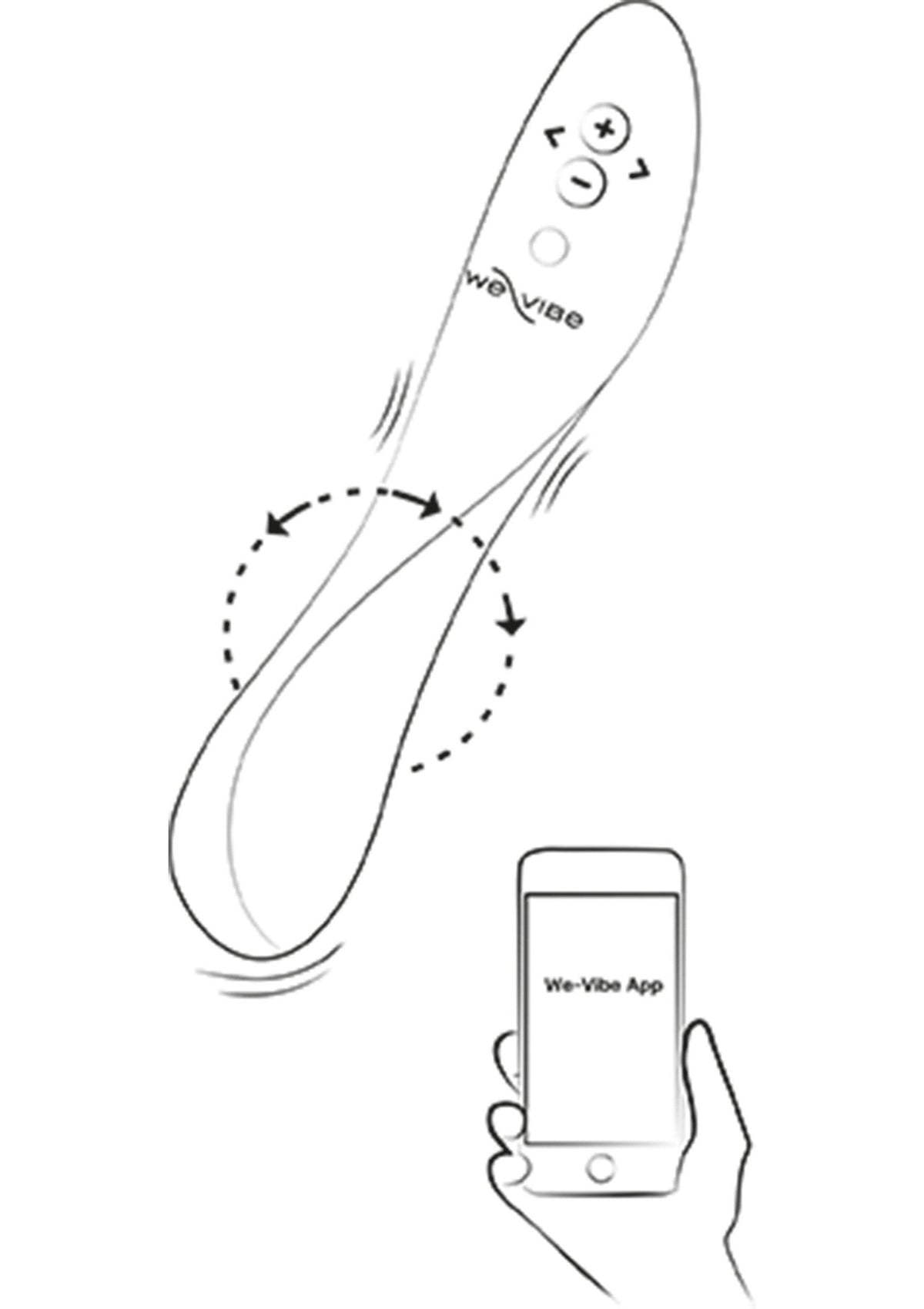 Vibromasseur We-Vibe avec contrôle d'application pour une expérience personnalisée. Découvrez le plaisir connecté !; We-Vibe vibrator met app-bediening voor een persoonlijke ervaring. Ontdek verbonden genot!; We-Vibe vibrator with app control for a personalized experience. Discover connected pleasure!