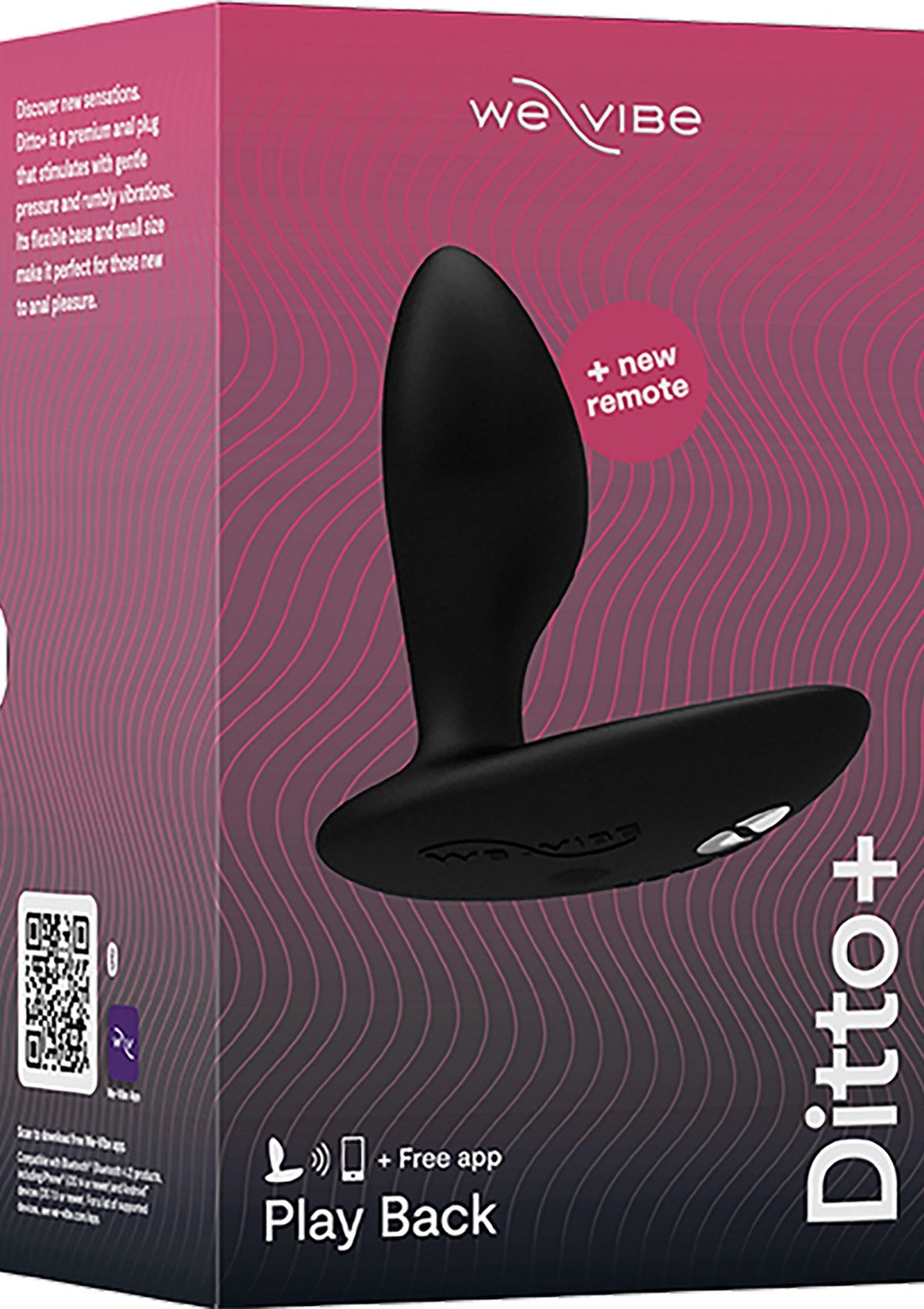 We-Vibe Ditto+. Plug anal vibrant avec télécommande. Découvrez de nouvelles sensations! Application gratuite incluse.; We-Vibe Ditto+. Vibrerende anale plug met afstandsbediening. Ontdek nieuwe sensaties! Inclusief gratis app.; We-Vibe Ditto+. Vibrating anal plug with remote. Discover new sensations! Free app included.