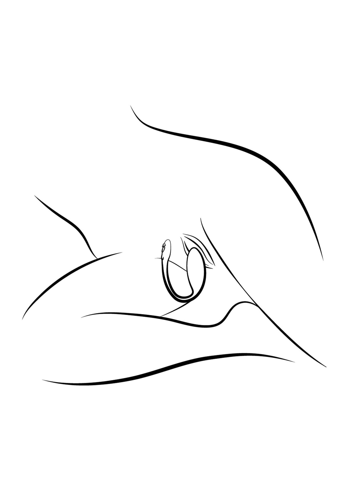 Dessin au trait d'un corps de femme portant un bijou. Art minimaliste pour une décoration murale élégante.; Lijntekening van een vrouwenlichaam met juweel. Minimalistische kunst voor stijlvolle wanddecoratie.; Line art of a woman's body wearing jewelry. Minimalist art for stylish wall decor.