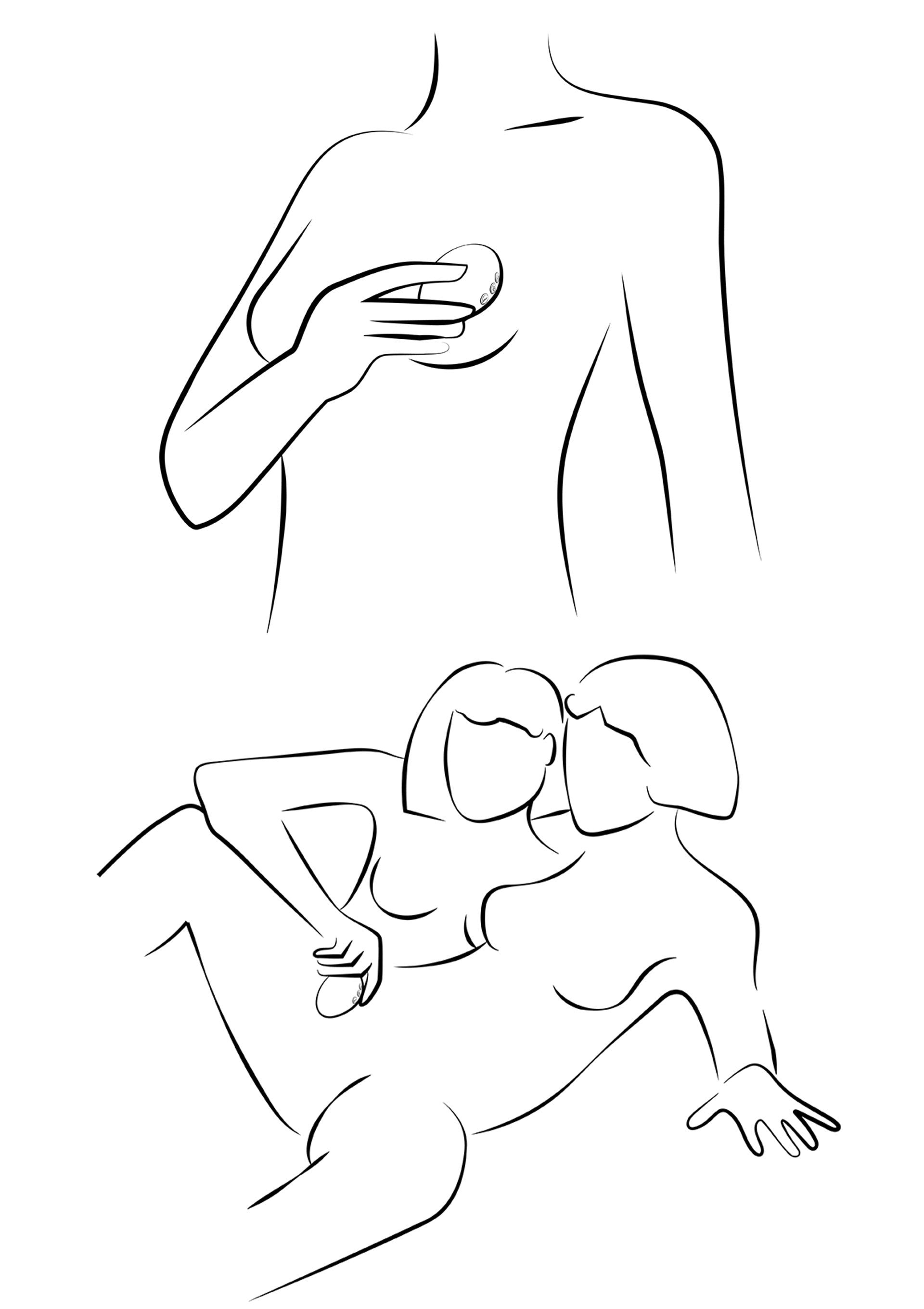 Croquis minimaliste de femmes utilisant un accessoire de beauté pour le soin de la peau. Produits de beauté pour les femmes.; Minimalistische schets van vrouwen die een schoonheidsaccessoire gebruiken voor huidverzorging. Schoonheidsproducten voor vrouwen.; Minimalist sketch of women using a beauty accessory for skincare. Beauty products for women.