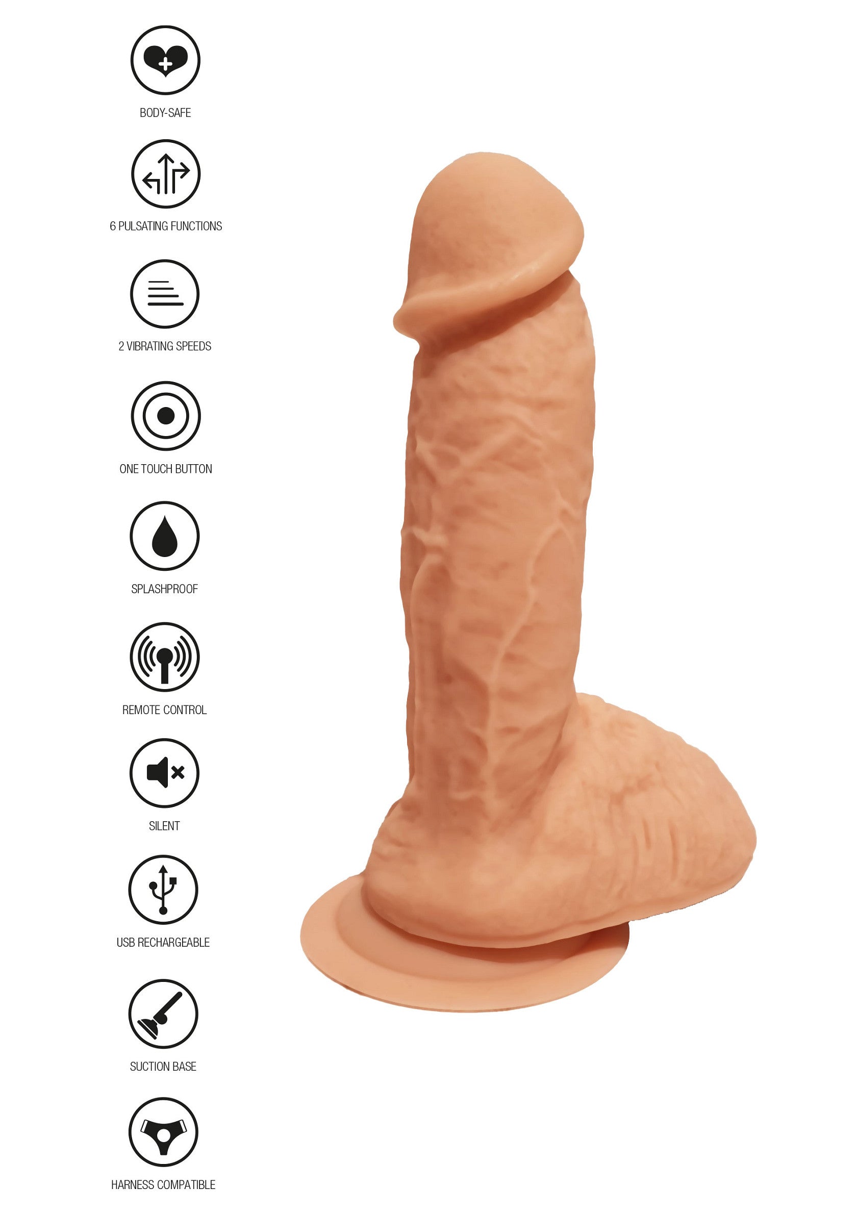 ToyJoy Naked Vibrating Dildo Silicone 17 cm