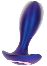 Plug anal vibrant violet et rose pour le plaisir solitaire ou partagé. Explorez de nouvelles sensations !; Paarse vibrerende anale plug voor solo- of gedeeld plezier. Ontdek nieuwe sensaties!; Purple vibrating anal plug for solo or shared pleasure. Explore new sensations!