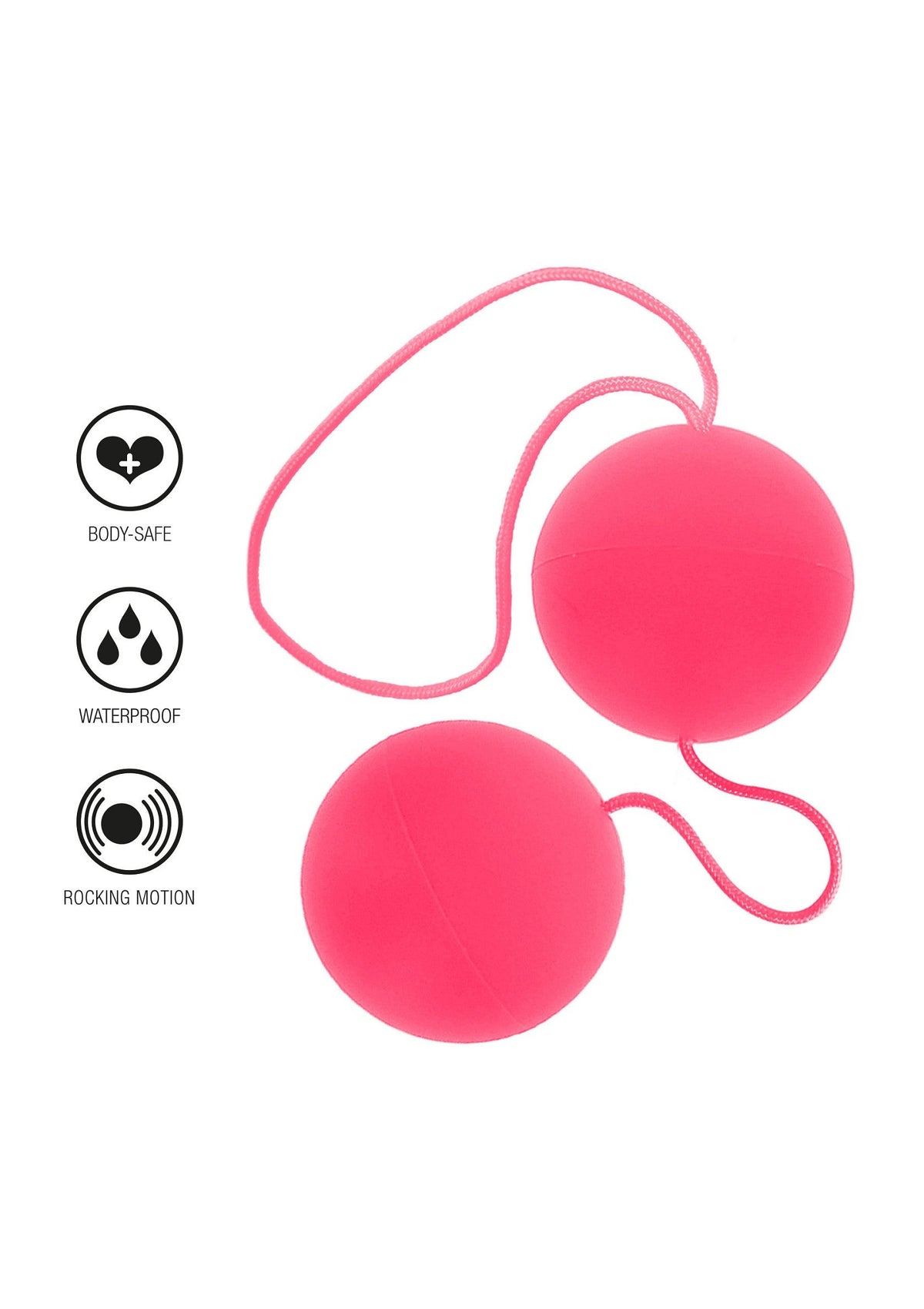 Boules de geisha roses pour l'entraînement du périnée. Sûres pour le corps et étanches.; Roze bekkenbodemspiertrainer geishaballen. Lichaamsveilig en waterdicht.; Pink geisha balls for pelvic floor training. Body-safe and waterproof.