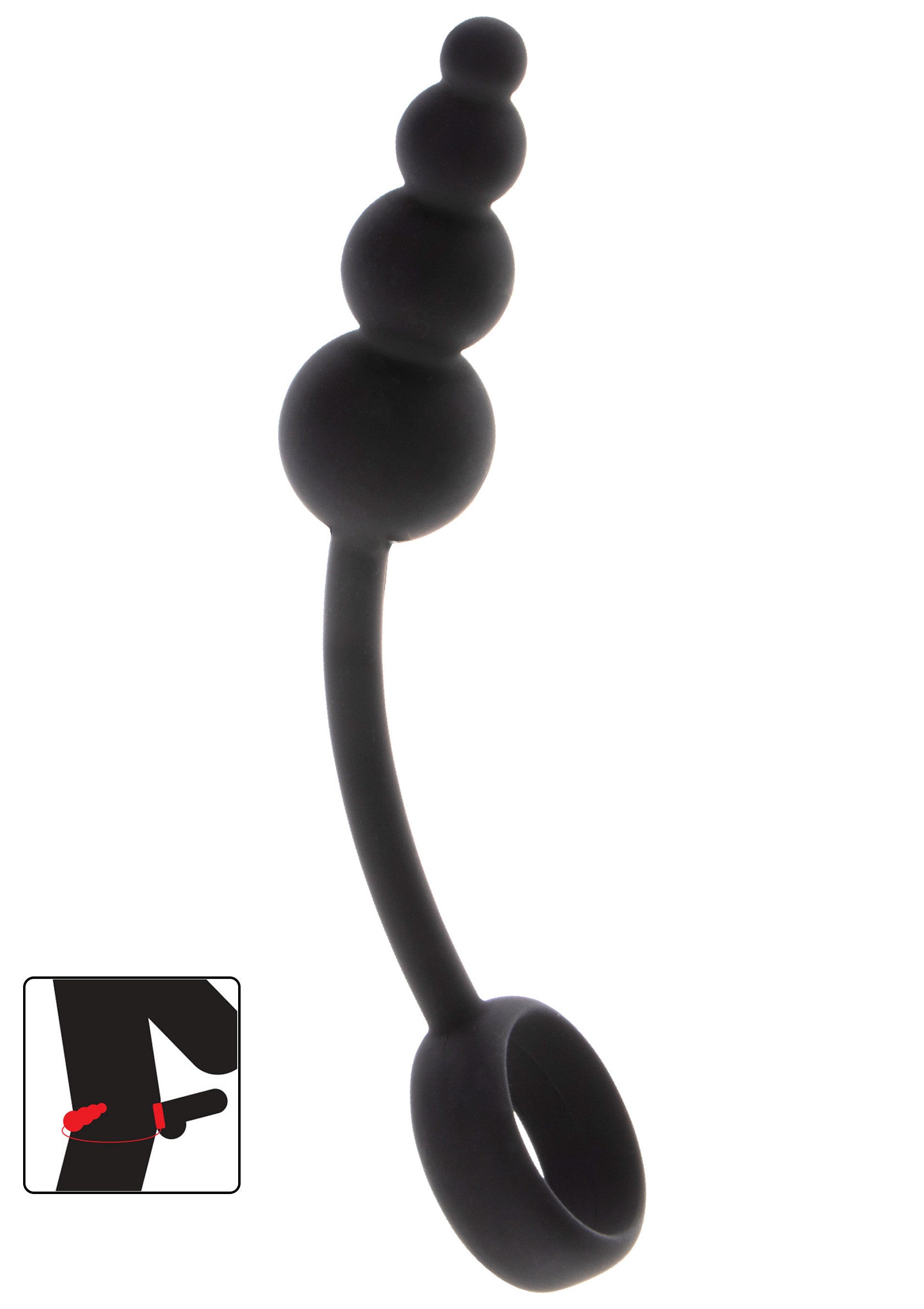 Anneau pénien noir avec boules pour une stimulation intense.; Zwarte penisring met kralen voor intense stimulatie.; Black beaded cock ring for intense stimulation.
