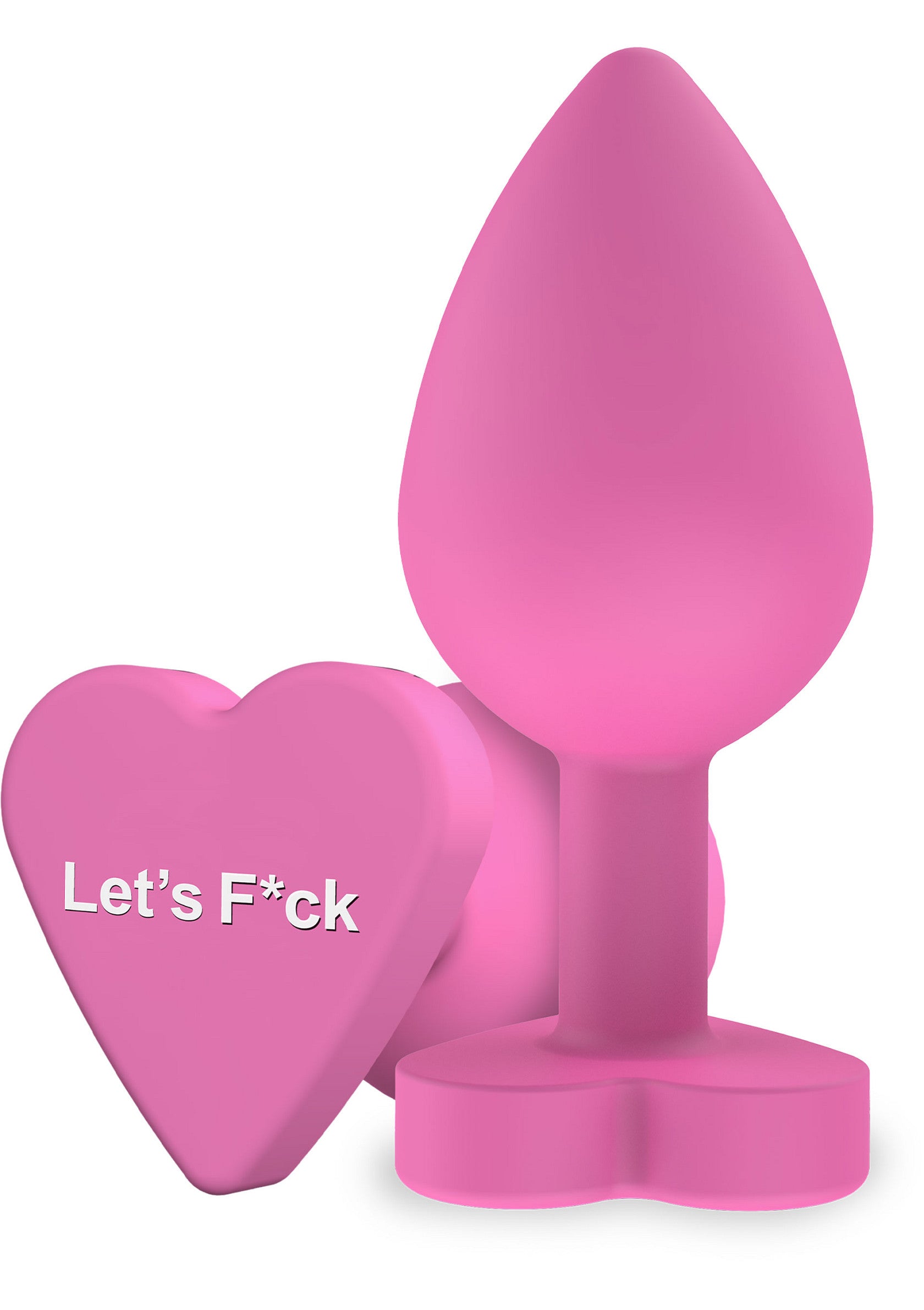 Plug anal rose en forme de cœur avec message. Jouet pour adultes pour plus de plaisir.; Roze anaalplug in hartvorm met boodschap. Volwassen speeltje voor meer plezier.; Pink heart-shaped butt plug with a message. Adult toy for extra pleasure.