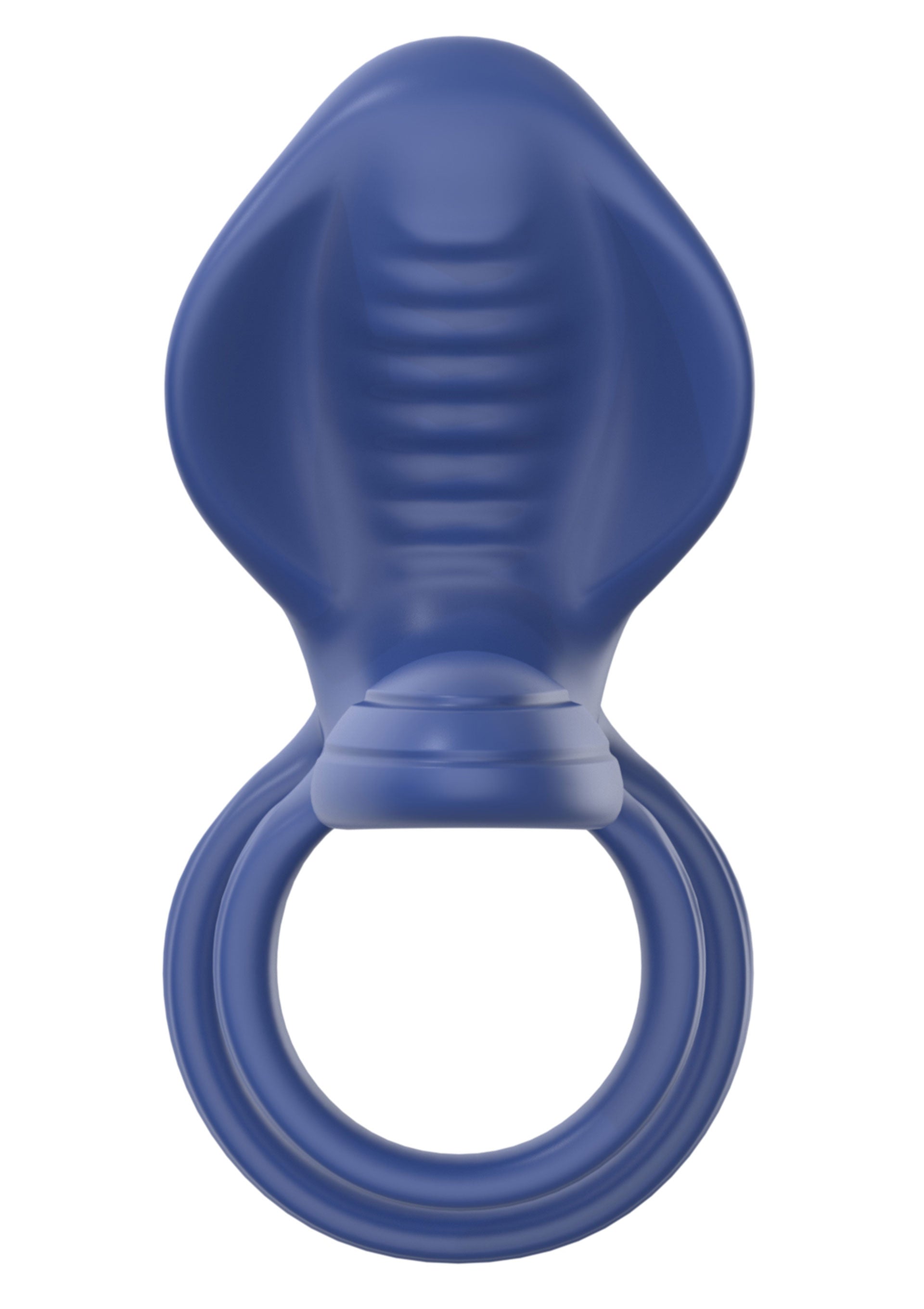 Anneau pénien cobra bleu texturé pour une sensation intense et un plaisir prolongé.; Blauwe cobra penisring met textuur voor een intens gevoel en langer plezier.; Textured blue cobra cock ring for an intense sensation and extended pleasure.