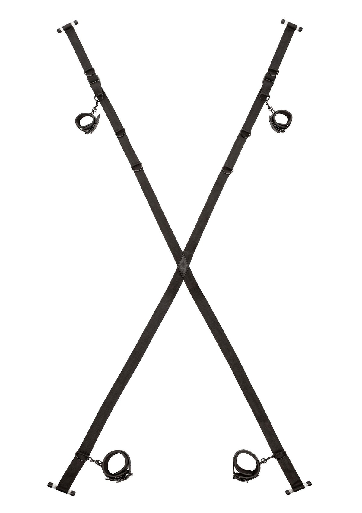 Croix de bondage noire avec menottes ajustables, pour des jeux de rôle SM.; Zwart bondage kruis met verstelbare handboeien, voor SM rollenspellen.; Black bondage cross with adjustable handcuffs, for SM role-playing games.