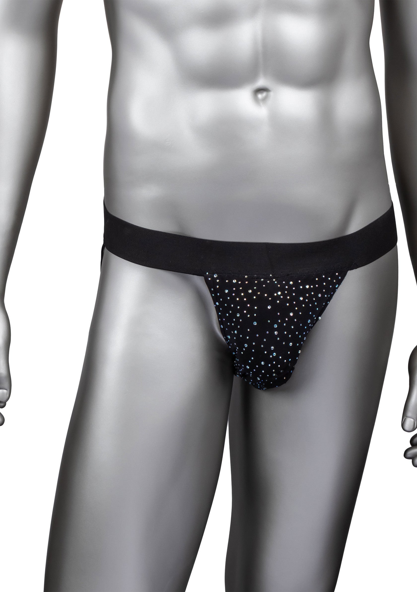 Slip sport pour homme noir à motif étoiles. Confort et maintien assurés pour vos activités sportives.; Zwarte sport jockstrap voor heren met sterrenmotief. Comfort en ondersteuning gegarandeerd voor uw sportieve activiteiten.; Men's black athletic jockstrap with star pattern. Comfort and support guaranteed for your sporting activities.