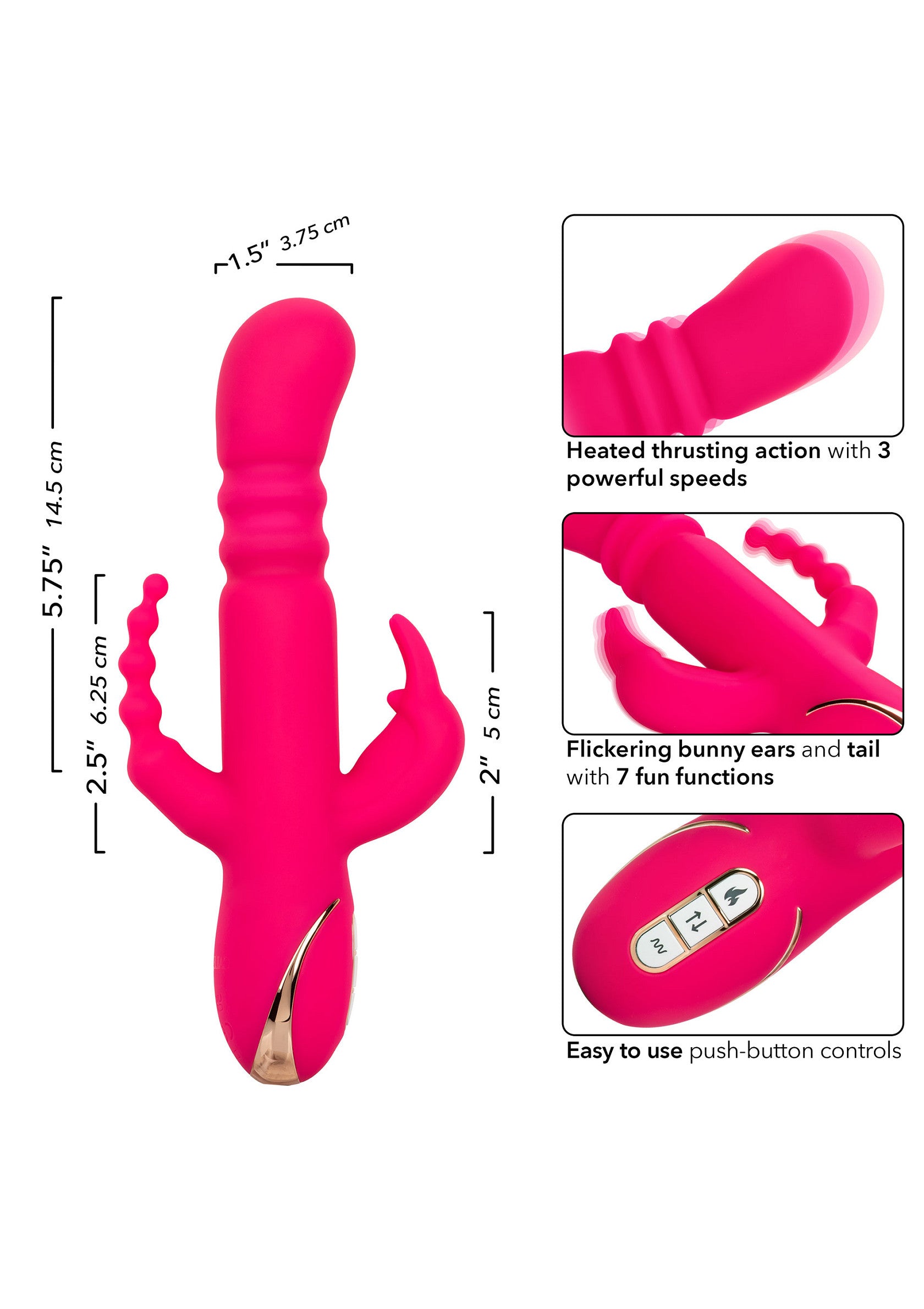 CalExotics Heated Silicone Triple Rabbit