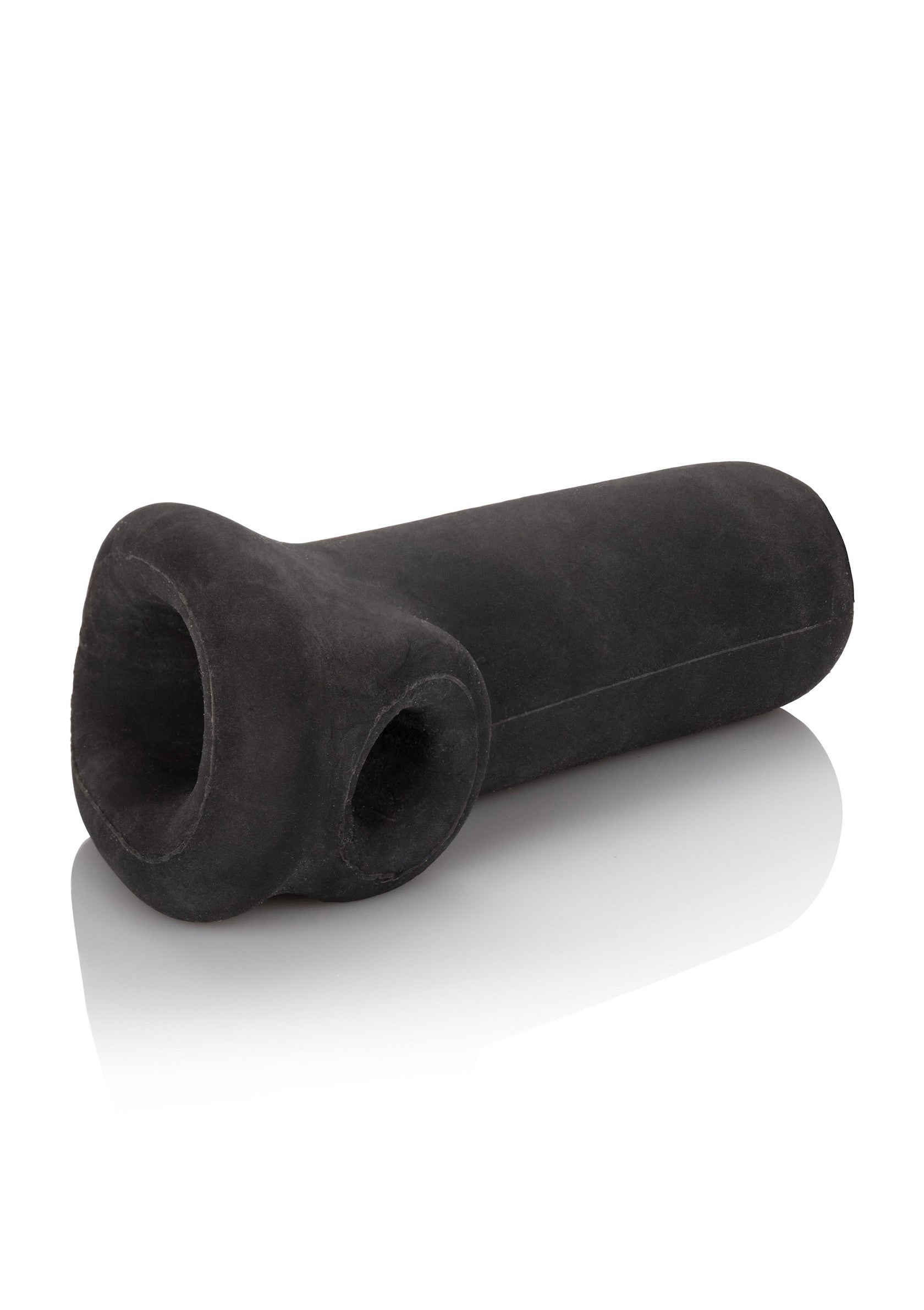 Manchon pénien noir texturé pour plus de plaisir.; Getextureerde zwarte peniskoker voor extra plezier.; Textured black cock sleeve for extra pleasure.