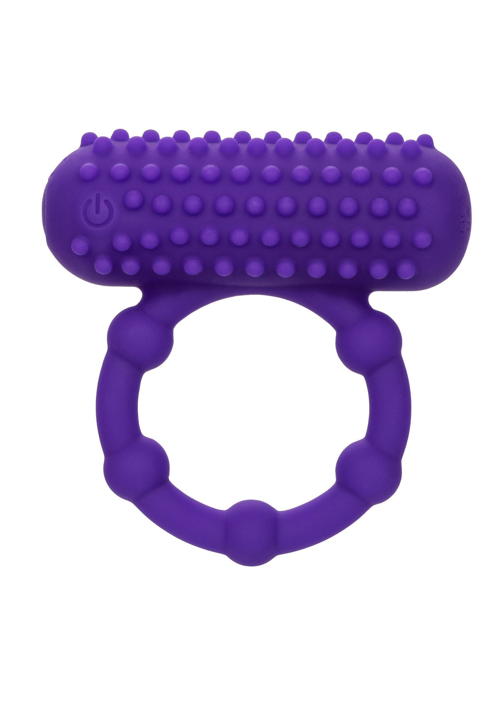 Anneau vibrant violet texturé pour plus de plaisir et de sensations fortes.; Paarse vibrerende cockring met textuur voor meer genot en intense sensaties.; Textured purple vibrating cock ring for enhanced pleasure and intense sensations.