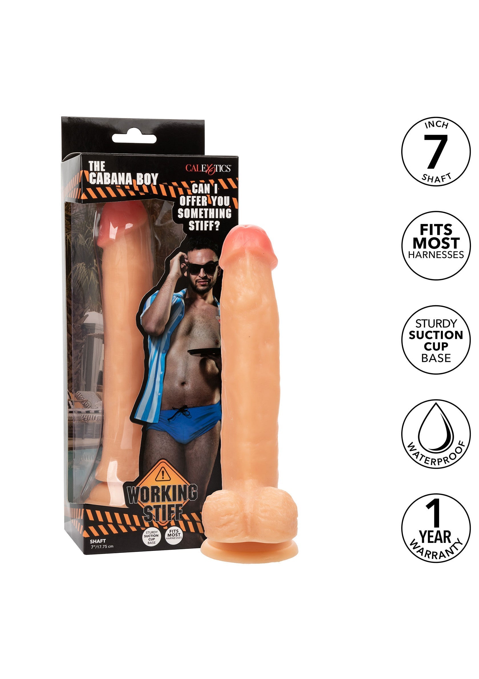 The Cabana Boy - Gode réaliste de 18 cm avec ventouse. Compatible harnais, étanche et garanti 1 an.; The Cabana Boy - Realistische dildo van 18 cm met zuignap. Geschikt voor harnassen, waterdicht en 1 jaar garantie.; The Cabana Boy - 7 inch realistic dildo with suction cup. Harness compatible, waterproof and 1 year warranty.