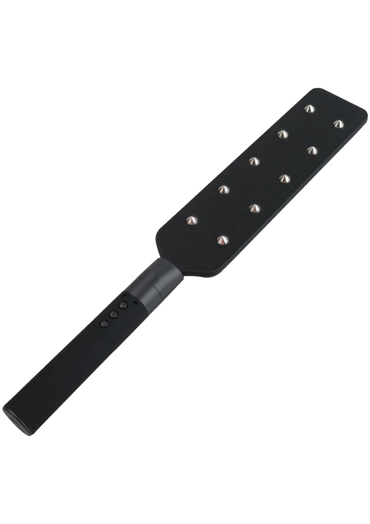 Palette noire cloutée pour adultes. Accessoire de BDSM pour jeux de rôle et plaisirs coquins.; Zwarte paddle met studs voor volwassenen. BDSM accessoire voor rollenspellen en stout plezier.; Black studded paddle for adults. BDSM accessory for role play and kinky fun.