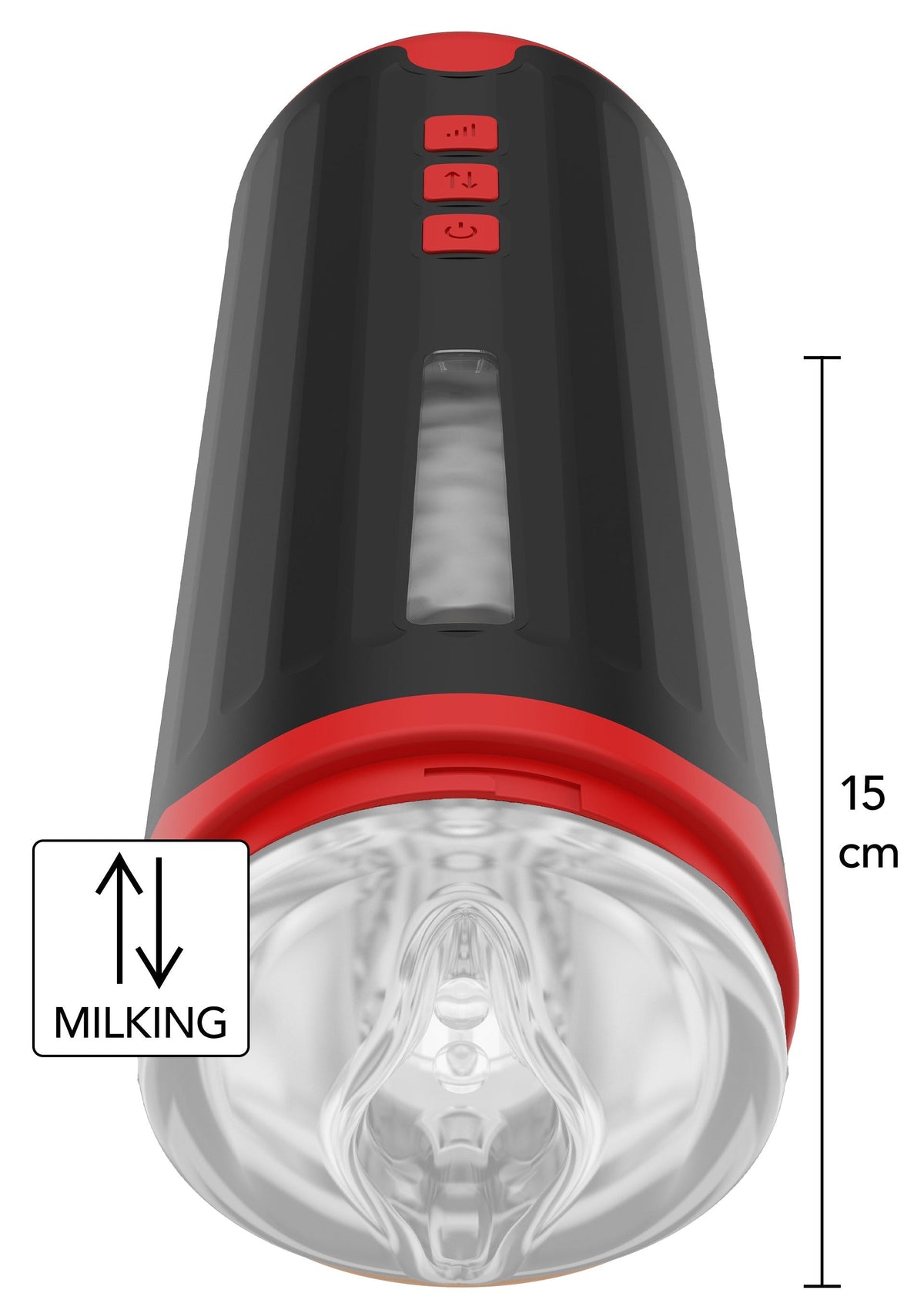 Manchon de masturbation avec différentes fonctions. Stimulation du pénis intense garantie. Taille : 15 cm.; Masturbatie sleeve met verschillende functies. Intense penis stimulatie gegarandeerd. Maat: 15 cm.; Masturbation sleeve with different functions. Intense penis stimulation guaranteed. Size: 15 cm.