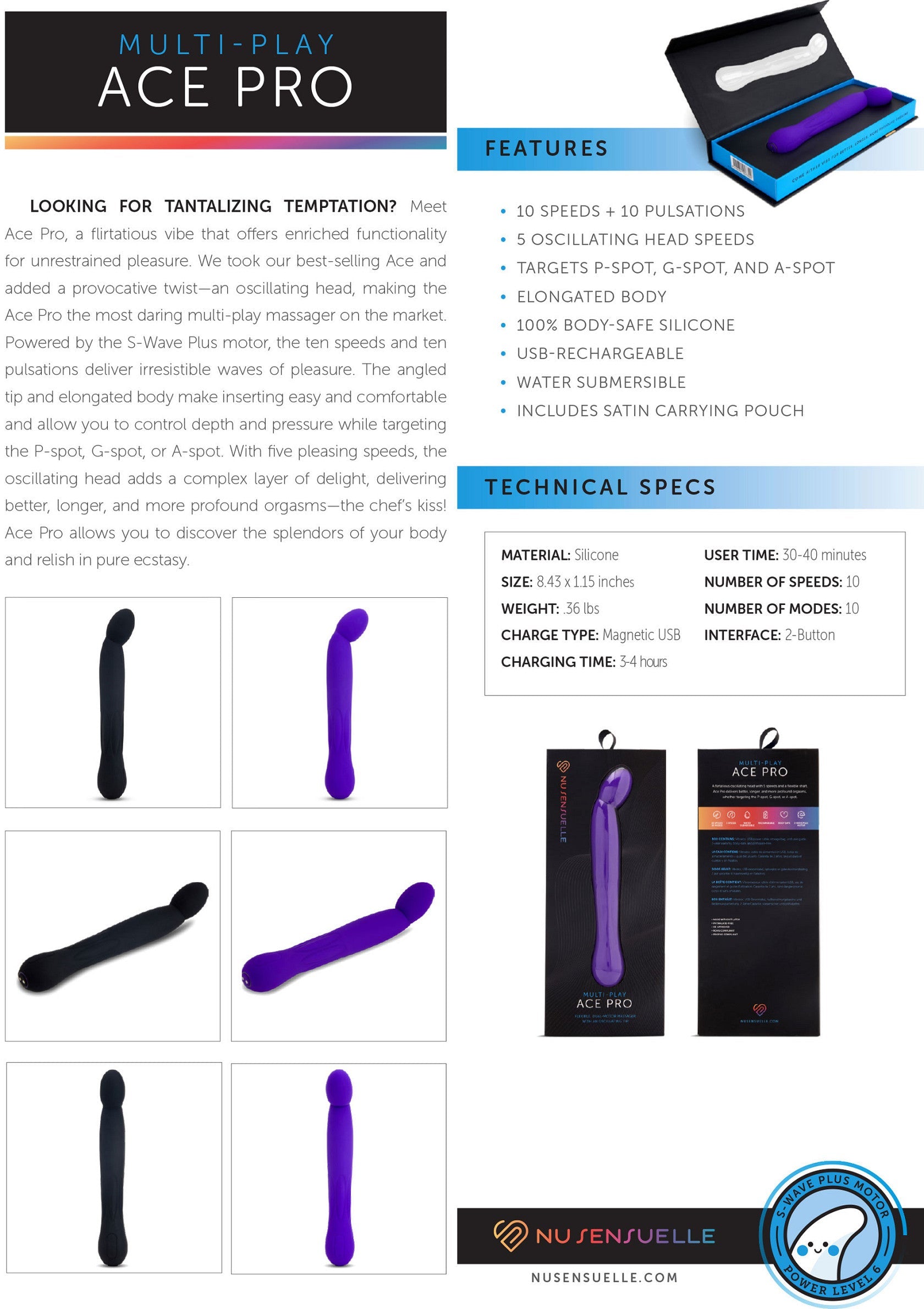 Nu Sensuelle Ace Pro Prostate + G-Spot Vibrator