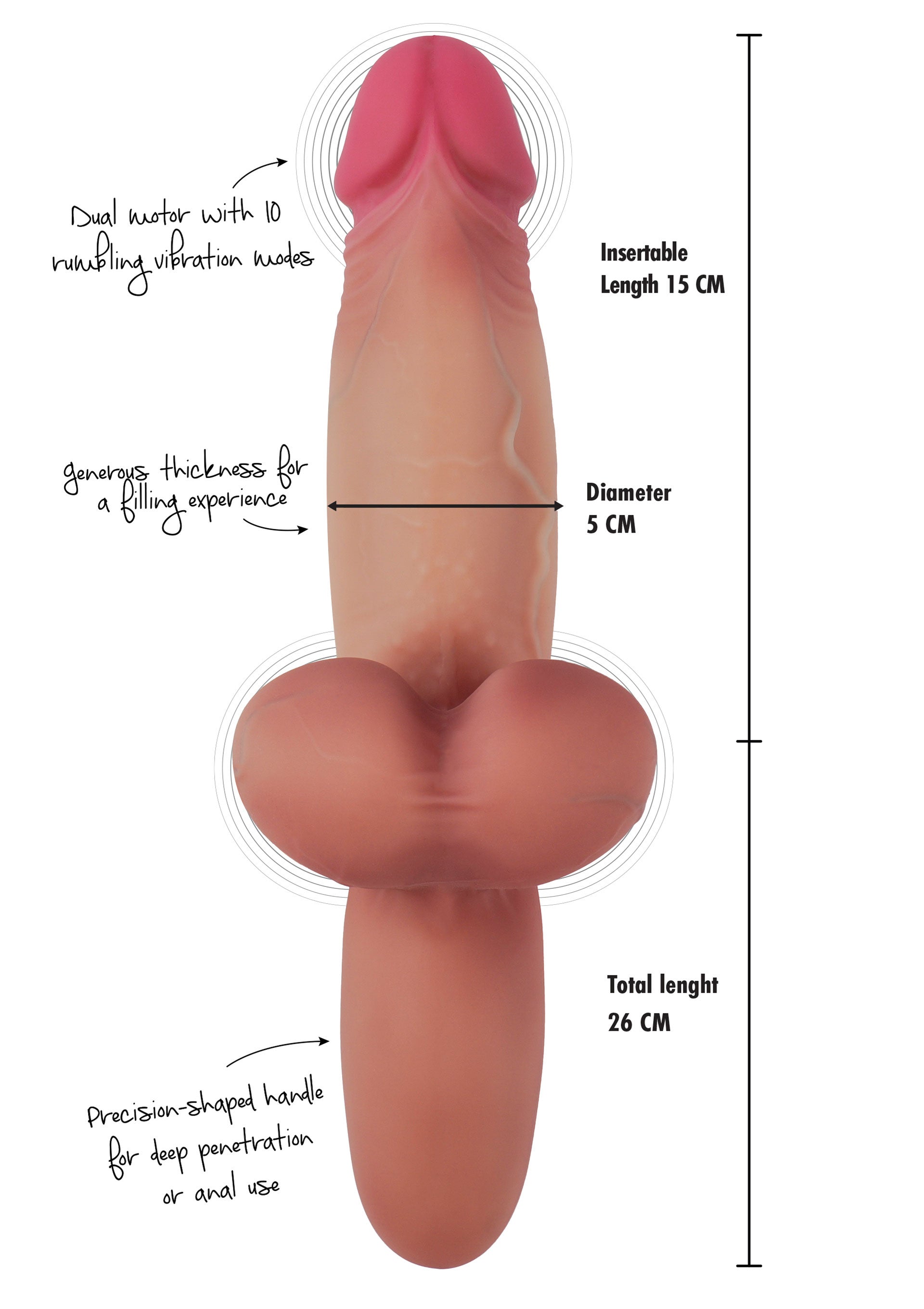 Hidden Desire Heavy Hitter Vibrating Dildo Liquid Silicone