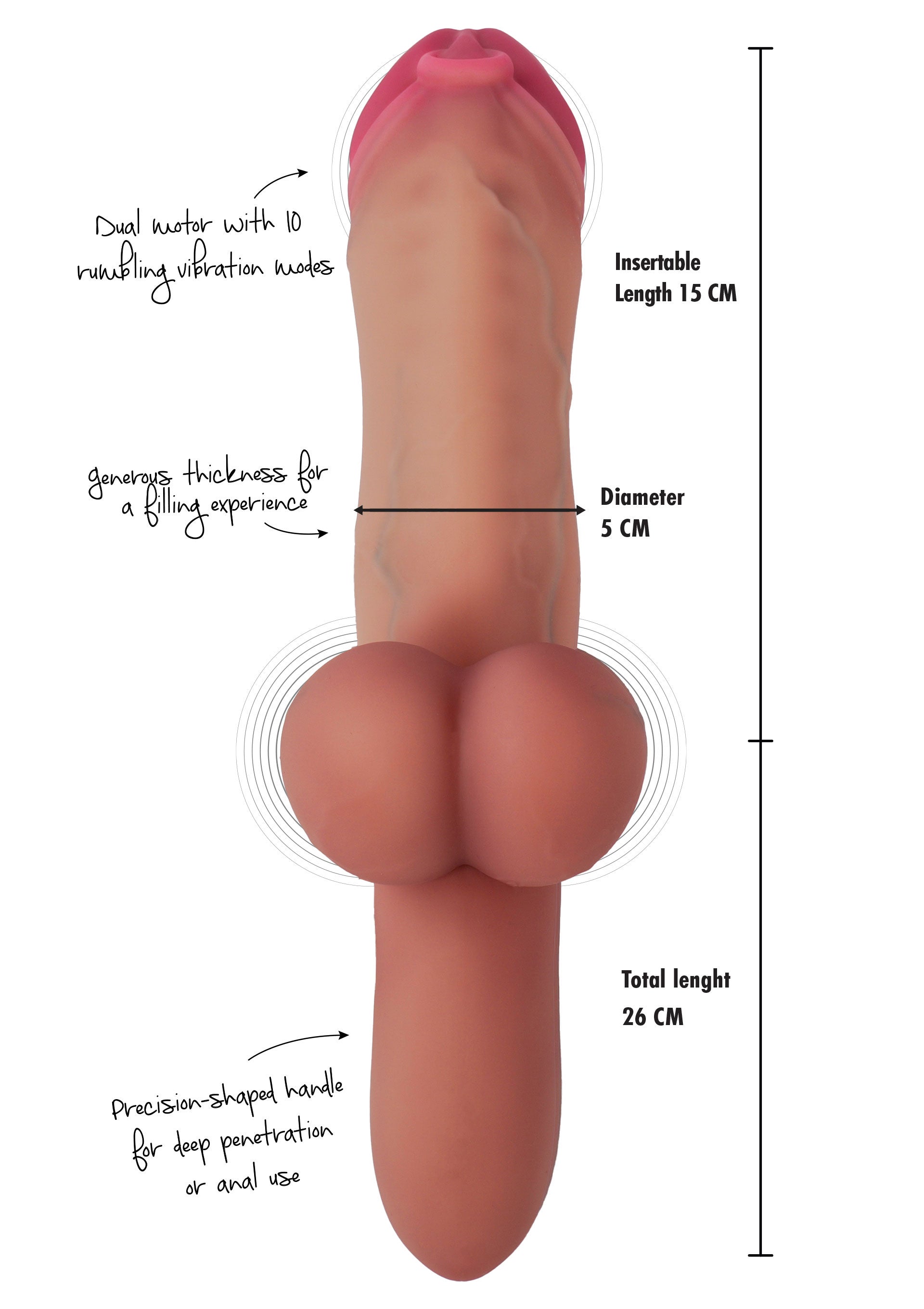 Hidden Desire Pierced Punisher Vibrating Dildo Liquid Silicone