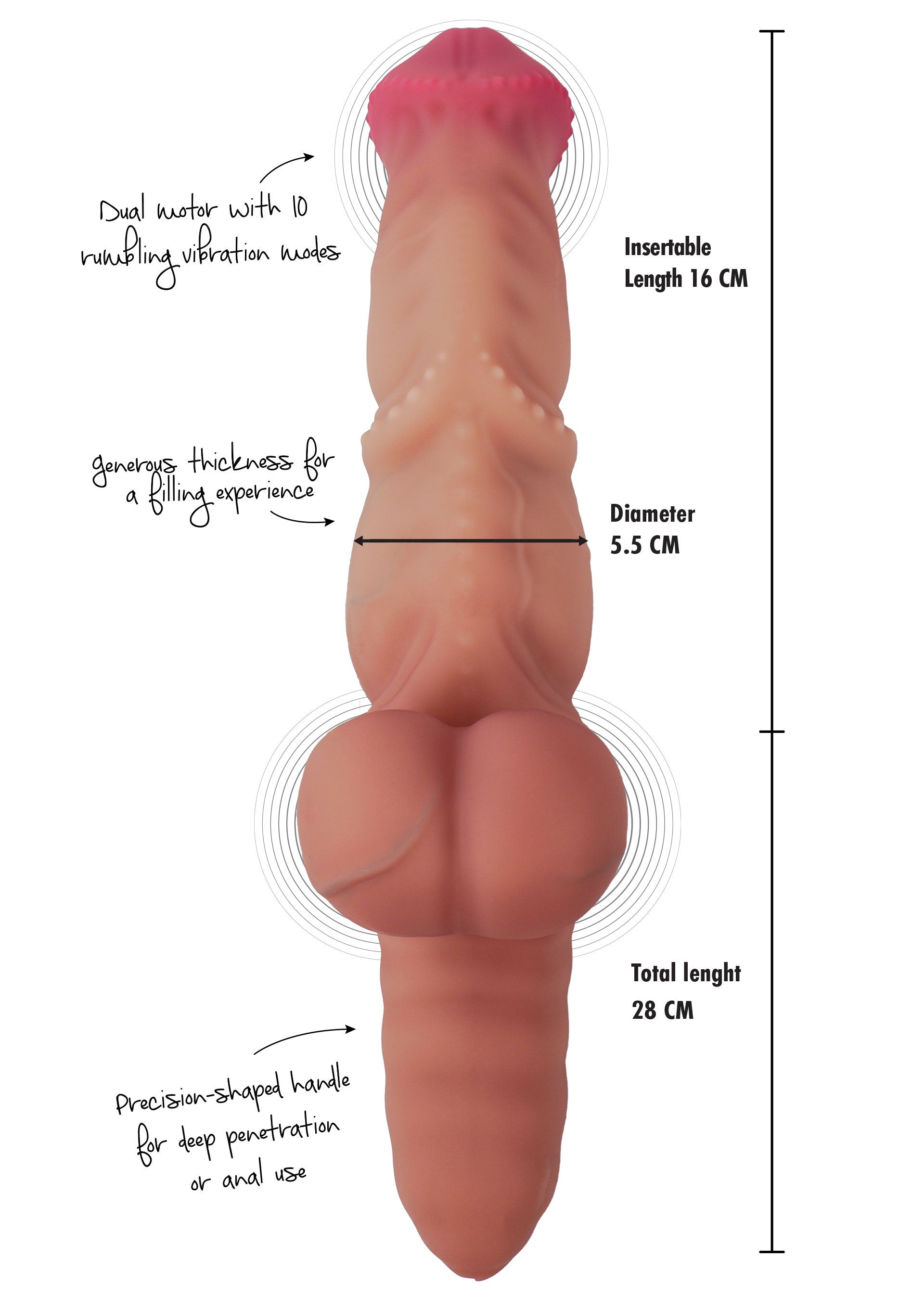 Hidden Desire Mutant Rumbler Vibrating Dildo Liquid Silicone