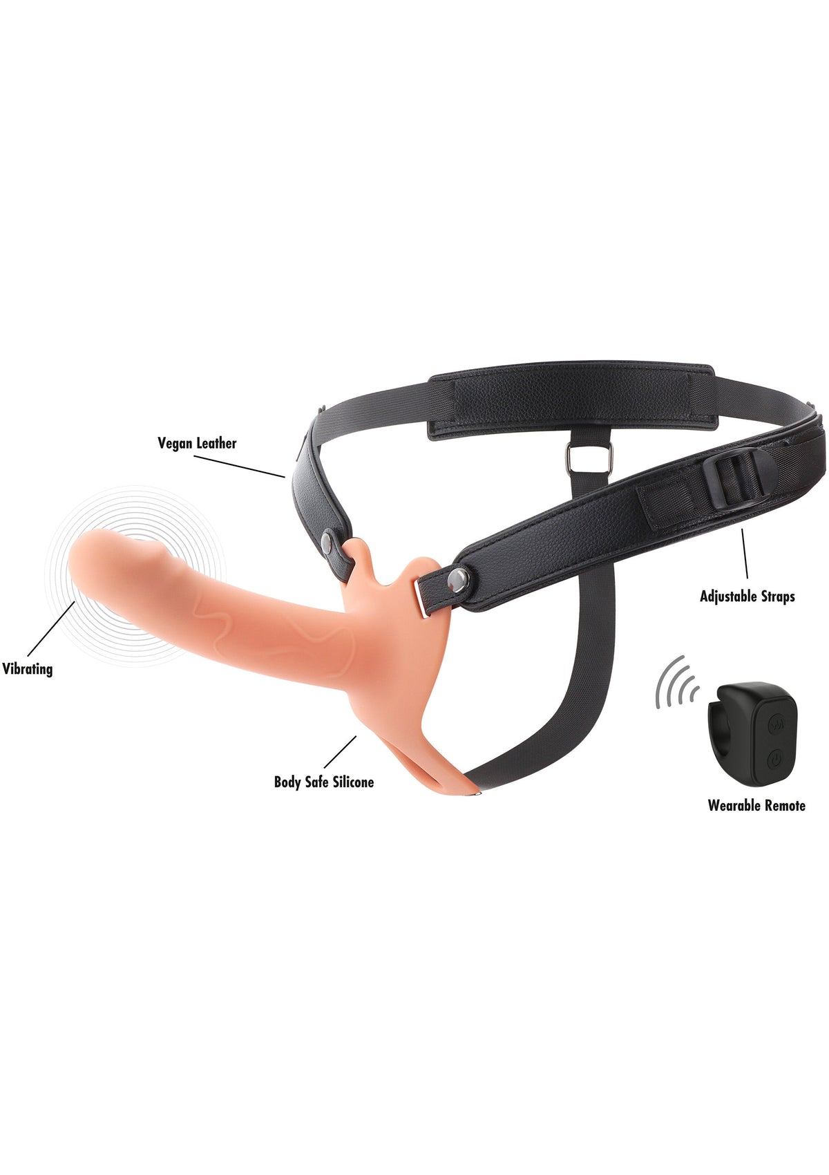 Hidden Desire Hollow Penis Strapon Vibrating Silicone 16 cm