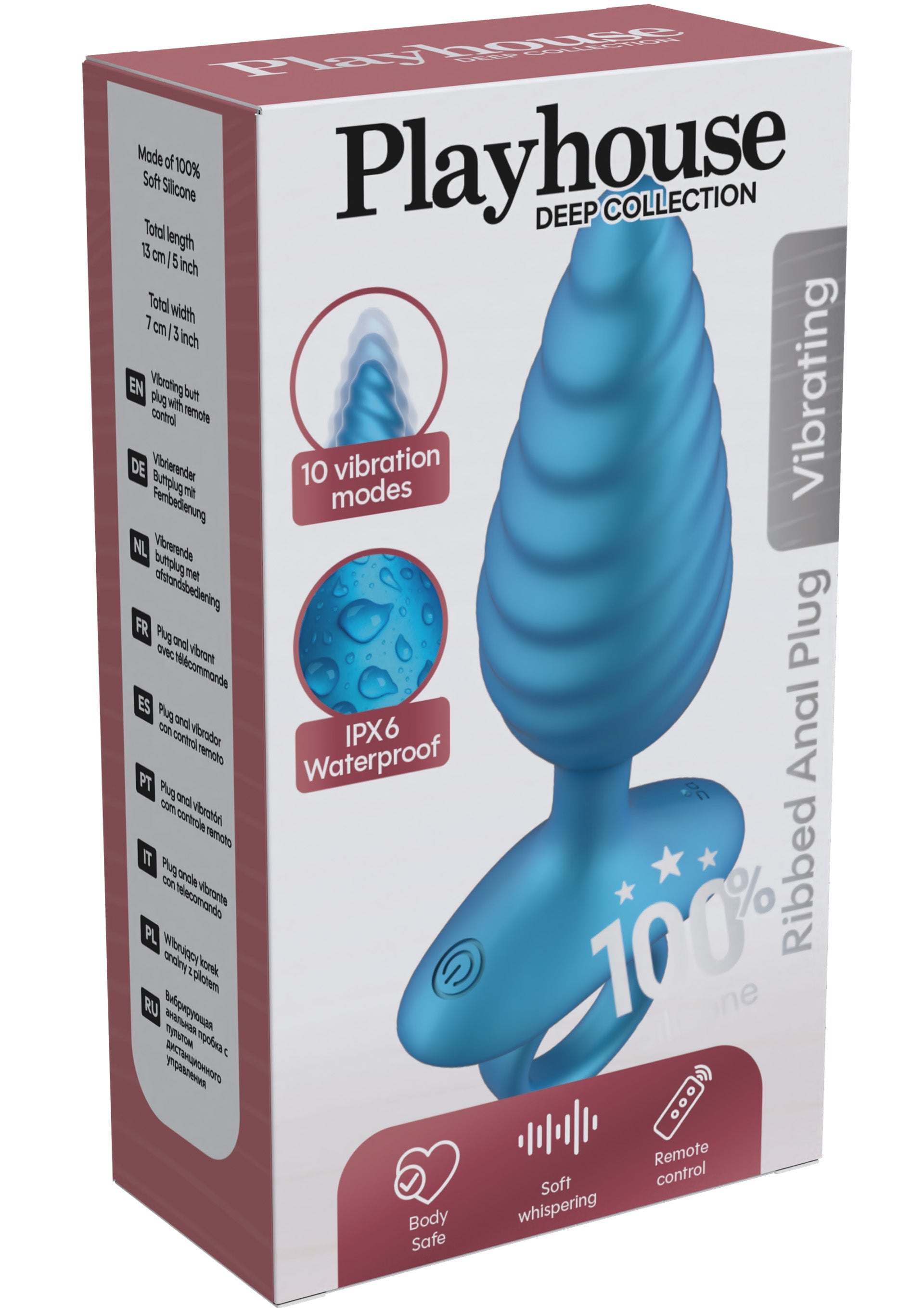 Playhouse Ribbed Anal Plug Vibrating + Remote