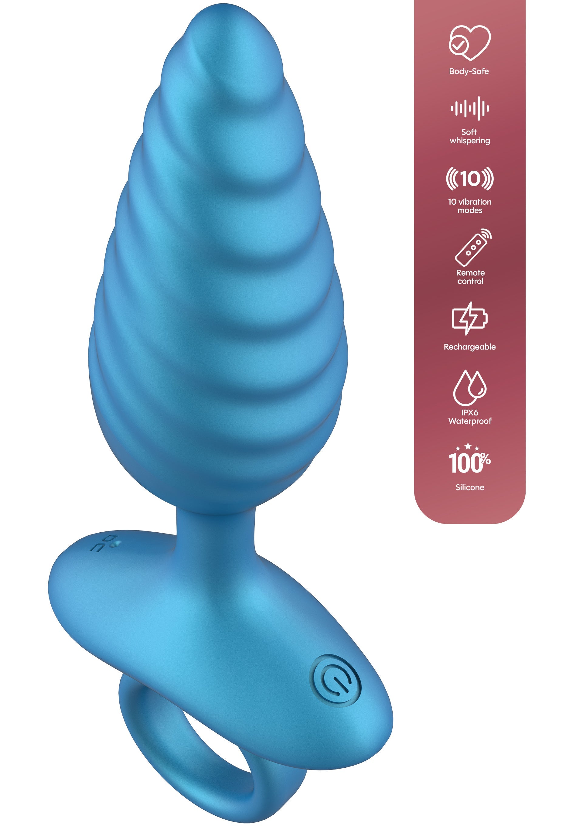 Playhouse Ribbed Anal Plug Vibrating + Remote