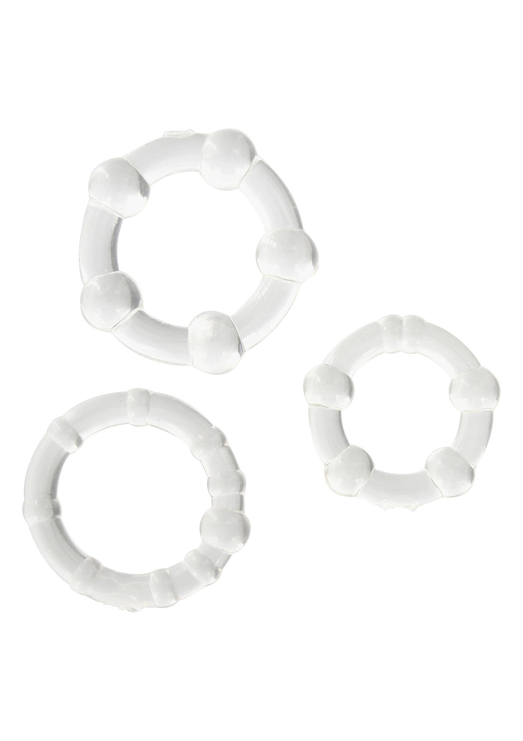 Anneaux péniens transparents texturés pour plus de plaisir.; Transparante penisringen met textuur voor extra genot.; Textured transparent penis rings for extra pleasure.