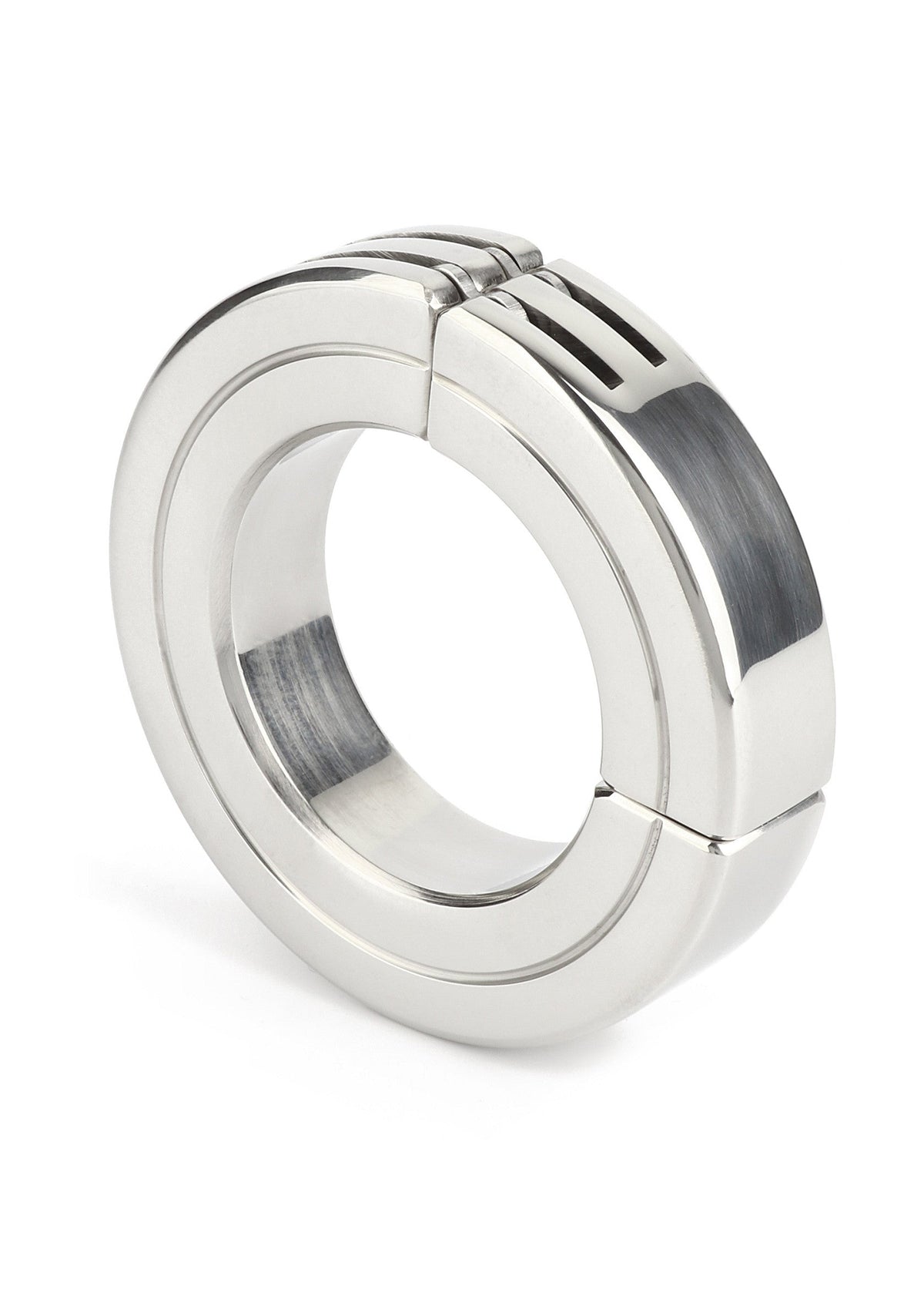 Anneau pénien en métal ajustable pour un plaisir intense.; Verstelbare metalen penisring voor intens genot.; Adjustable metal cock ring for intense pleasure.