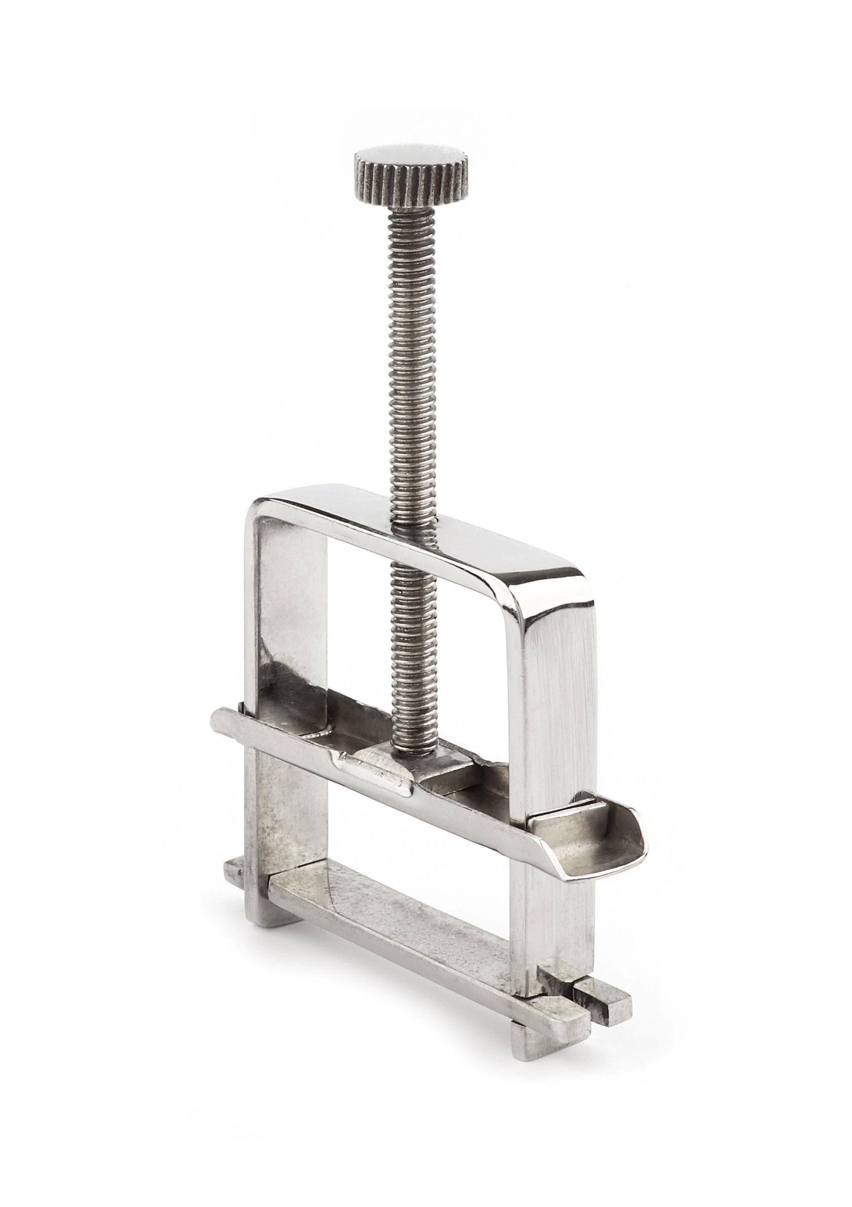 Pince métallique réglable, accessoire BDSM pour jeux érotiques et sensations fortes.; Verstelbare metalen klem, BDSM accessoire voor erotische spelletjes en intense sensaties.; Adjustable metal clamp, a BDSM accessory for erotic games and intense sensations.