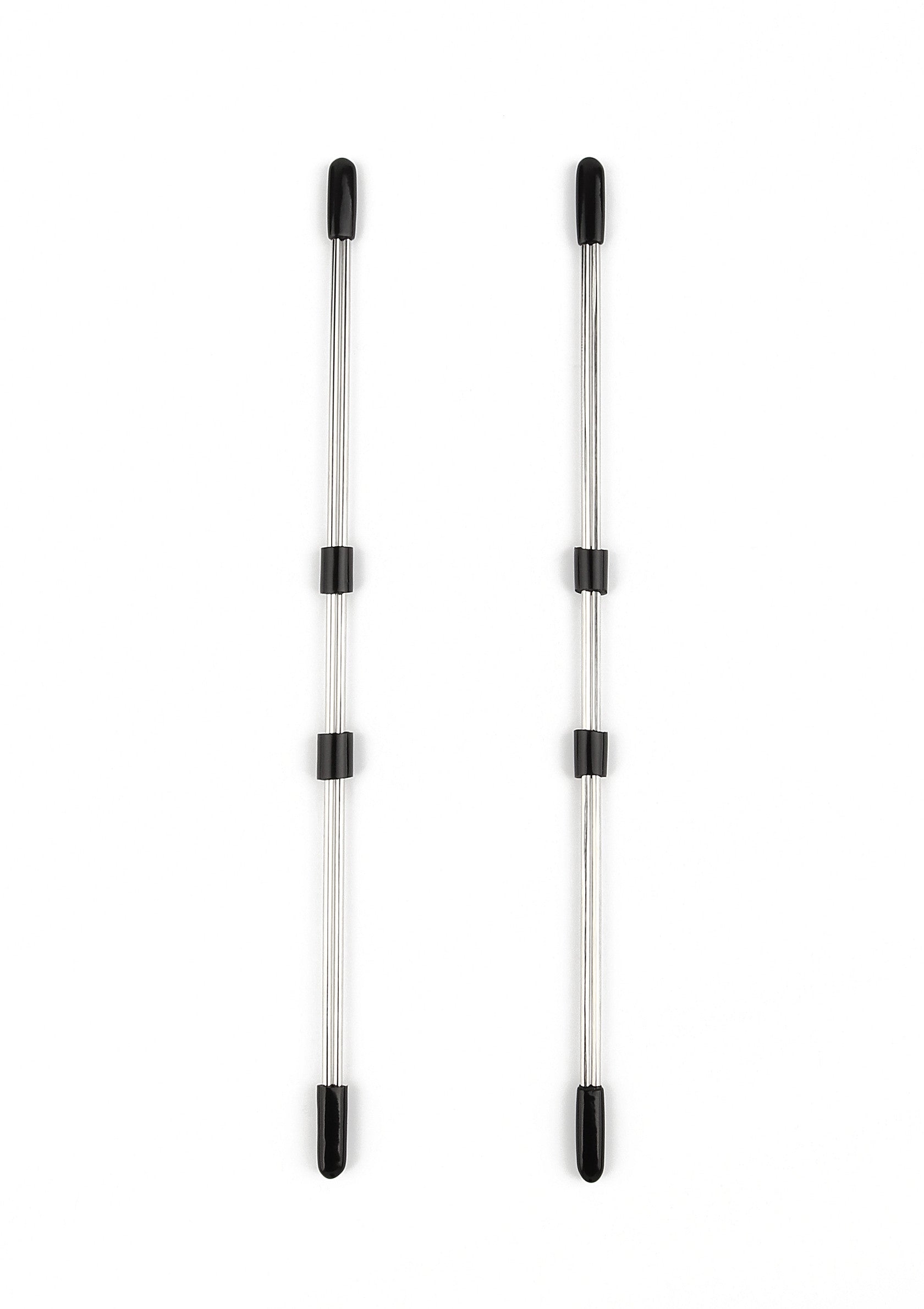 Tiges de support en métal avec embouts noirs. Accessoires durables pour divers projets.; Metalen steunstaven met zwarte uiteinden. Duurzame accessoires voor diverse projecten.; Metal support rods with black end caps. Durable accessories for various projects.