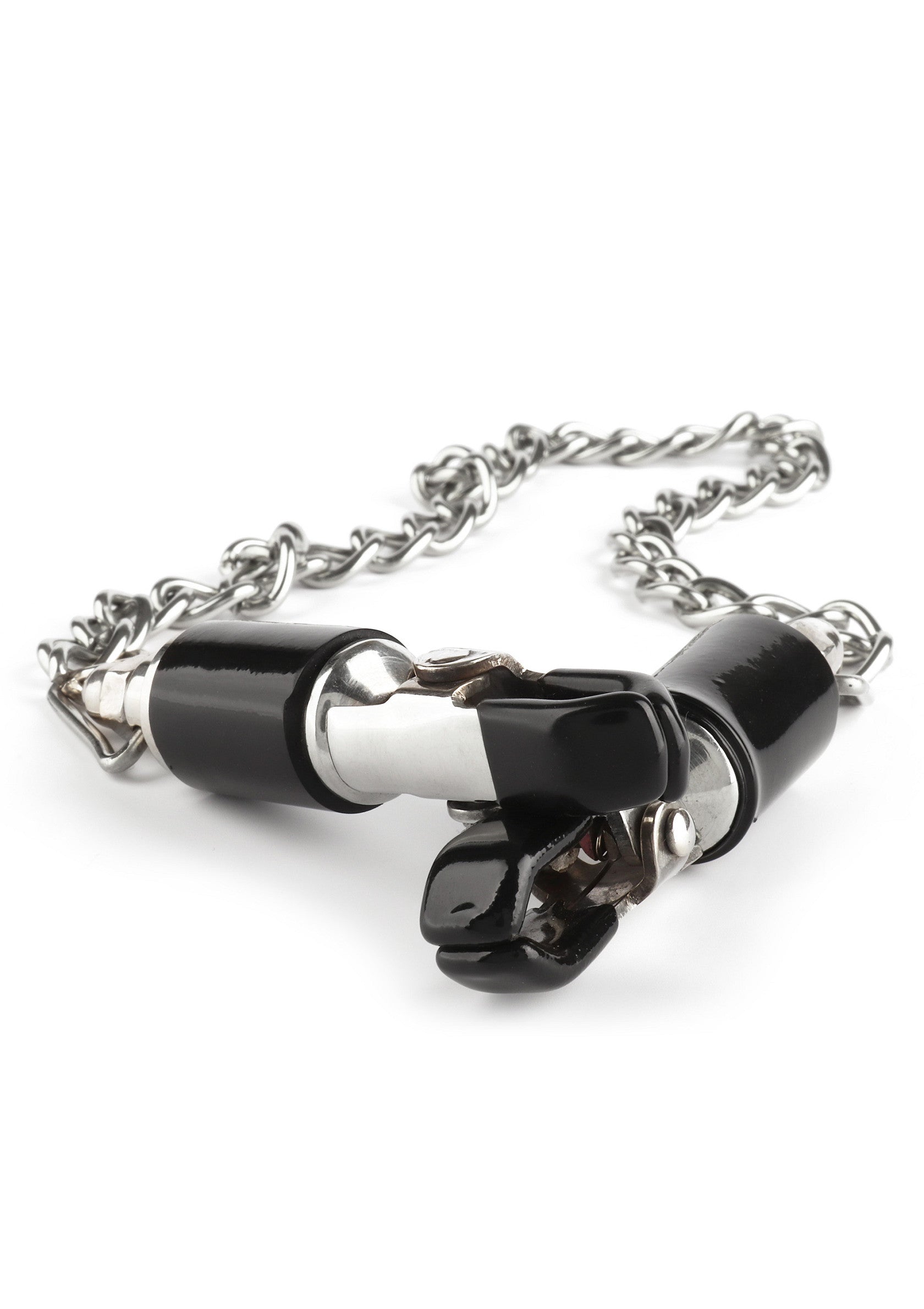 Pinces à tétons avec chaîne pour une expérience audacieuse.; Tepelklemmen met ketting voor een gedurfde ervaring.; Nipple clamps with chain for a daring experience.