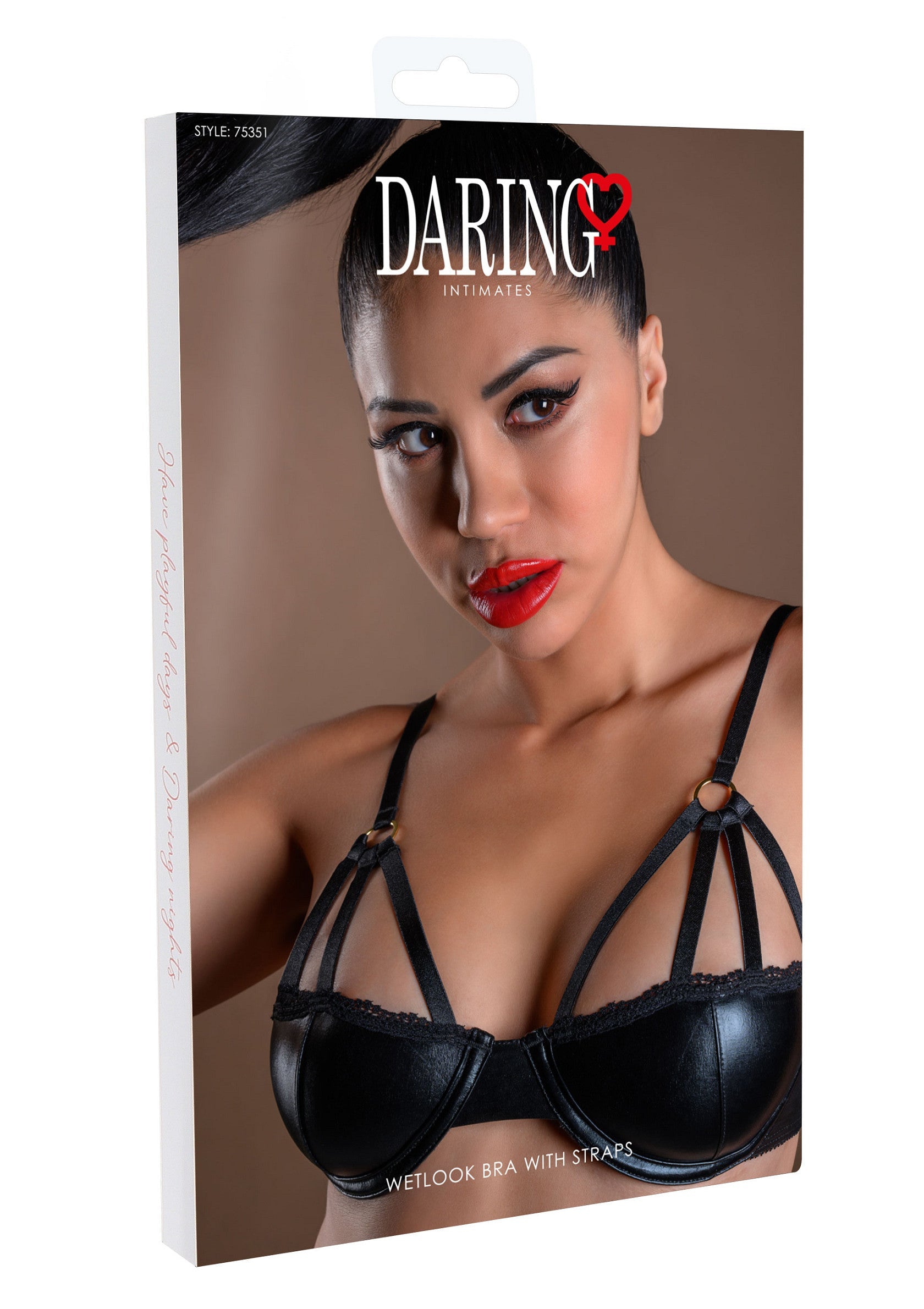 Soutien-gorge Wetlook avec bretelles. Lingerie noire audacieuse pour une séduction garantie.; Wetlook beha met bandjes. Zwarte, gewaagde lingerie voor gegarandeerde verleiding.; Wetlook bra with straps. Daring black lingerie for guaranteed seduction.