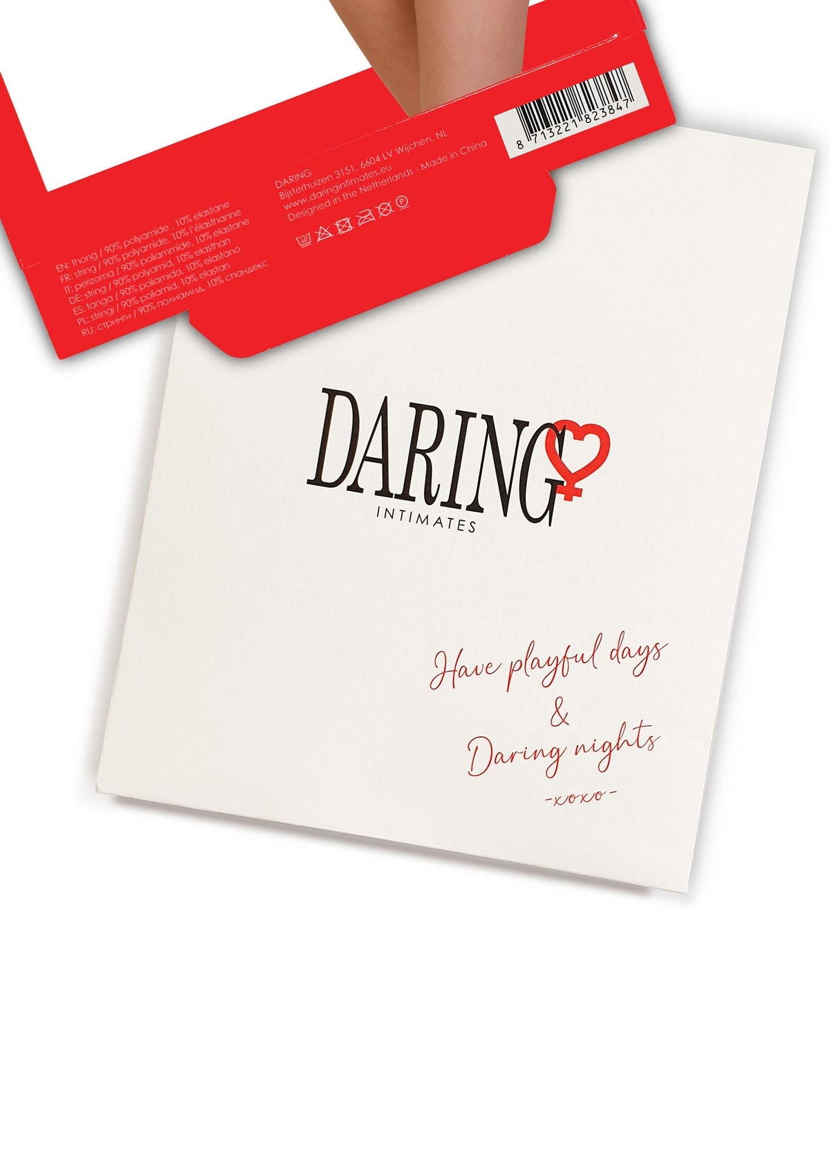 Daring Intimates: lingerie séduisante pour des jours joyeux et des nuits audacieuses. Découvrez notre collection irrésistible !; Daring Intimates: verleidelijke lingerie voor speelse dagen & uitdagende nachten. Ontdek onze onweerstaanbare collectie!; Daring Intimates: alluring lingerie for playful days & daring nights. Explore our irresistible collection now!