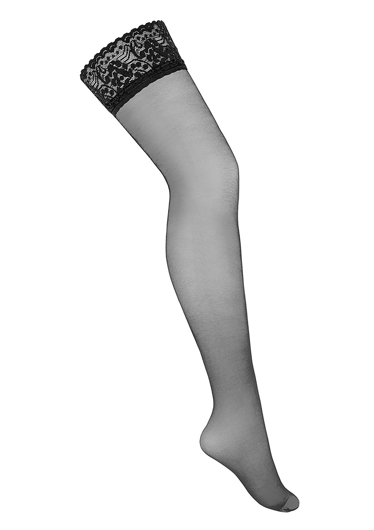 Bas autofixants élégants avec dentelle noire. Parfaits pour une touche de séduction!; Elegante kousenbanden met zwart kant. Perfect voor een vleugje verleiding!; Elegant stay-up stockings with black lace. Perfect for a touch of seduction!