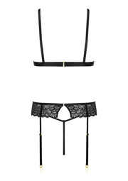 Ensemble de lingerie noire en dentelle fine pour une touche de sensualité et d'élégance.; Zwarte lingerie set met fijne kant voor een sensuele en elegante touch.; Black lingerie set with delicate lace for a sensual and elegant touch.