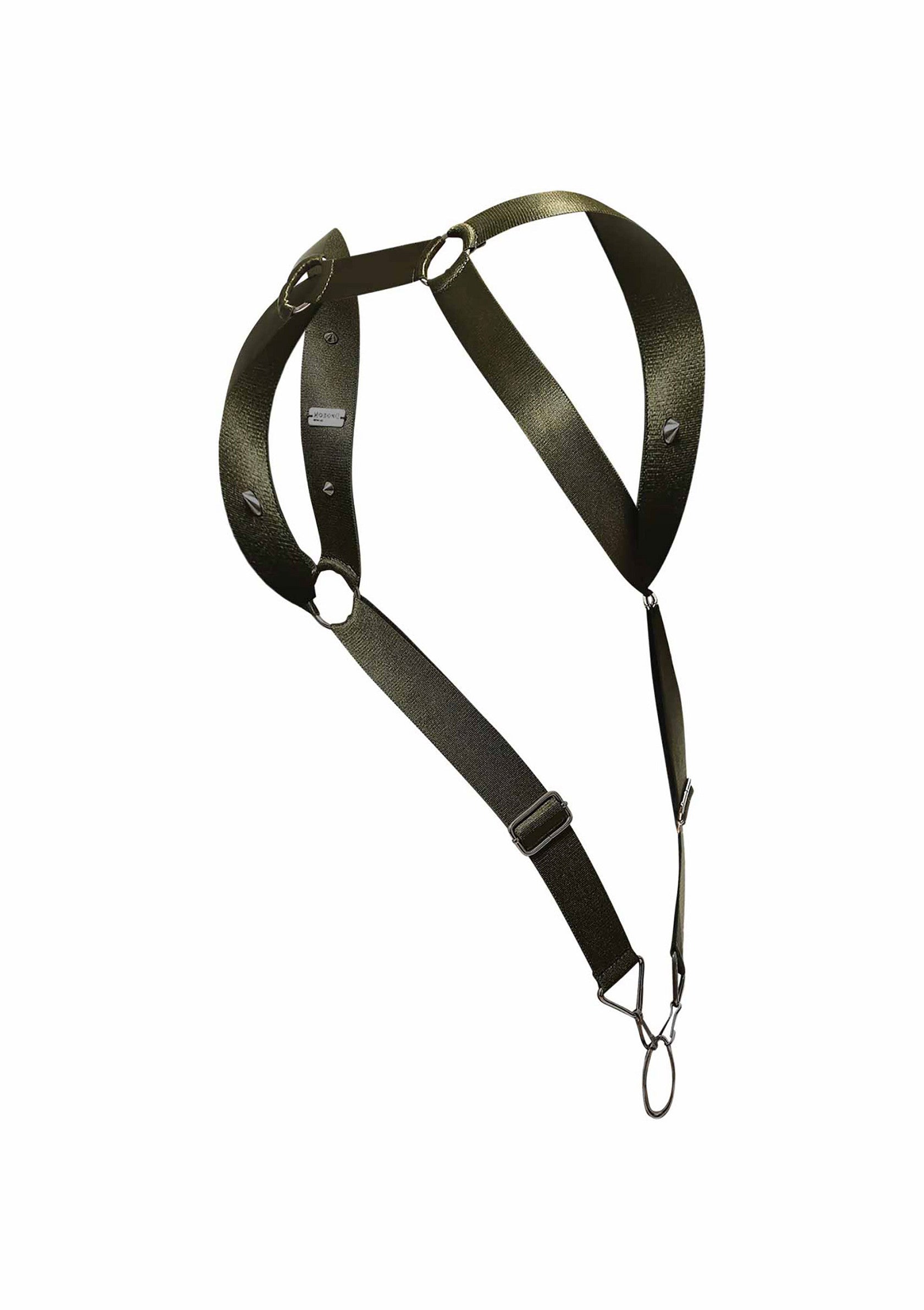 Harnais noir réglable avec anneaux en métal, idéal pour compléter votre look.; Zwart verstelbaar harnas met metalen ringen, perfect om je outfit compleet te maken.; Black adjustable harness with metal rings, ideal to complete your look.