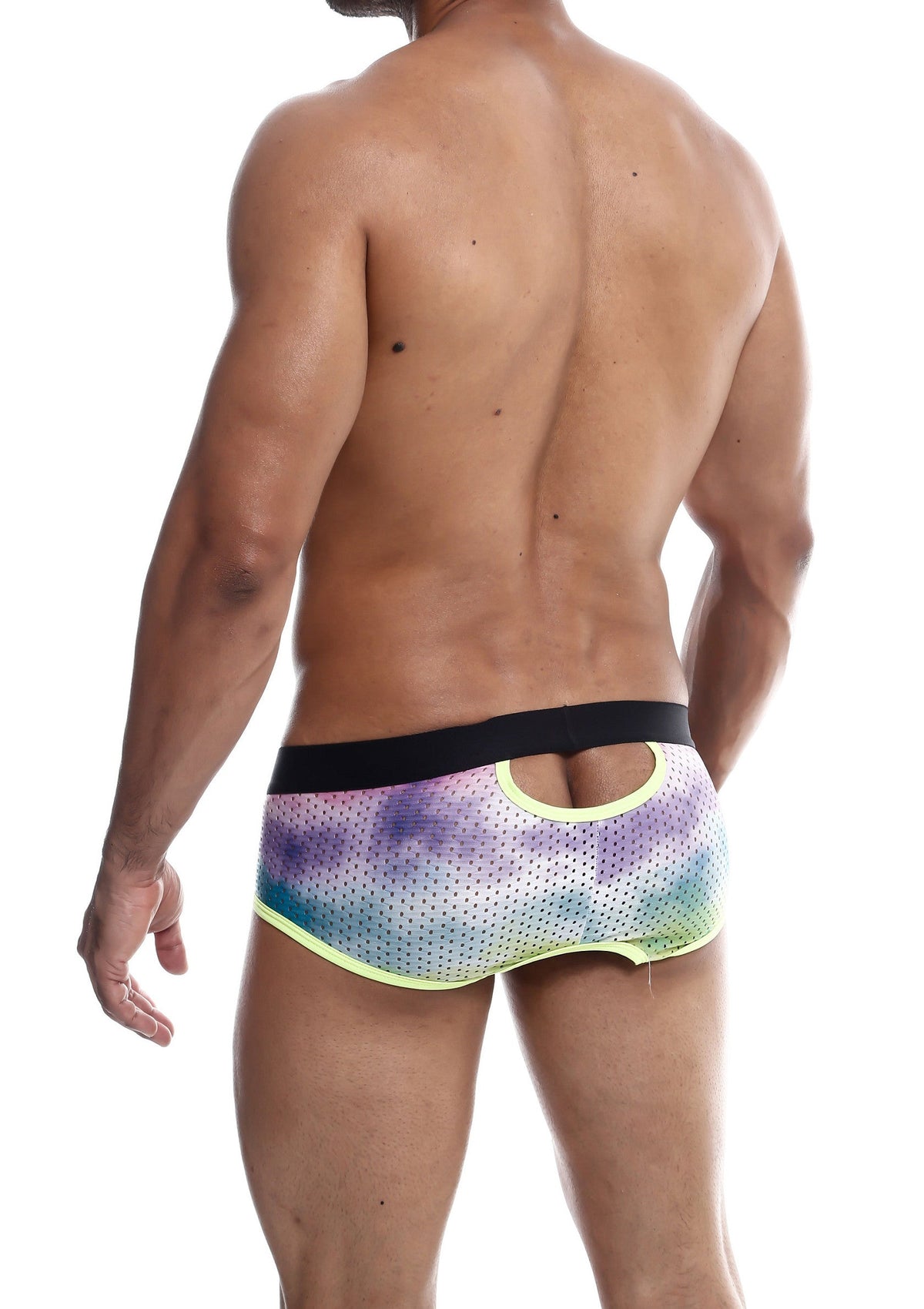 Slip pour homme audacieux et coloré avec une découpe. Style tendance et confortable pour se démarquer.; Gedurfde, kleurrijke herenslip met uitsparing. Trendy en comfortabel om op te vallen.; Bold, colorful men's briefs with cutout. Trendy and comfortable style to stand out.