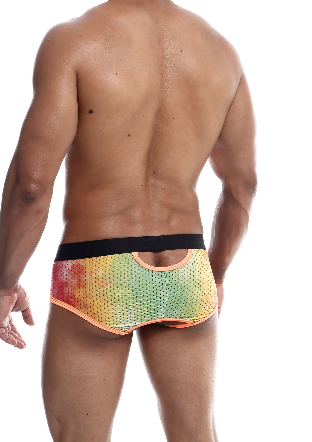 Slip pour homme ajouré et coloré, parfait pour un look audacieux et confortable. Découvrez notre collection de lingerie masculine tendance.; Kleurrijke herenslip met opening, perfect voor een gedurfde en comfortabele look. Ontdek onze collectie trendy herenondergoed.; Open back colorful men's briefs, perfect for a bold and comfortable look. Discover our trendy men's underwear collection.