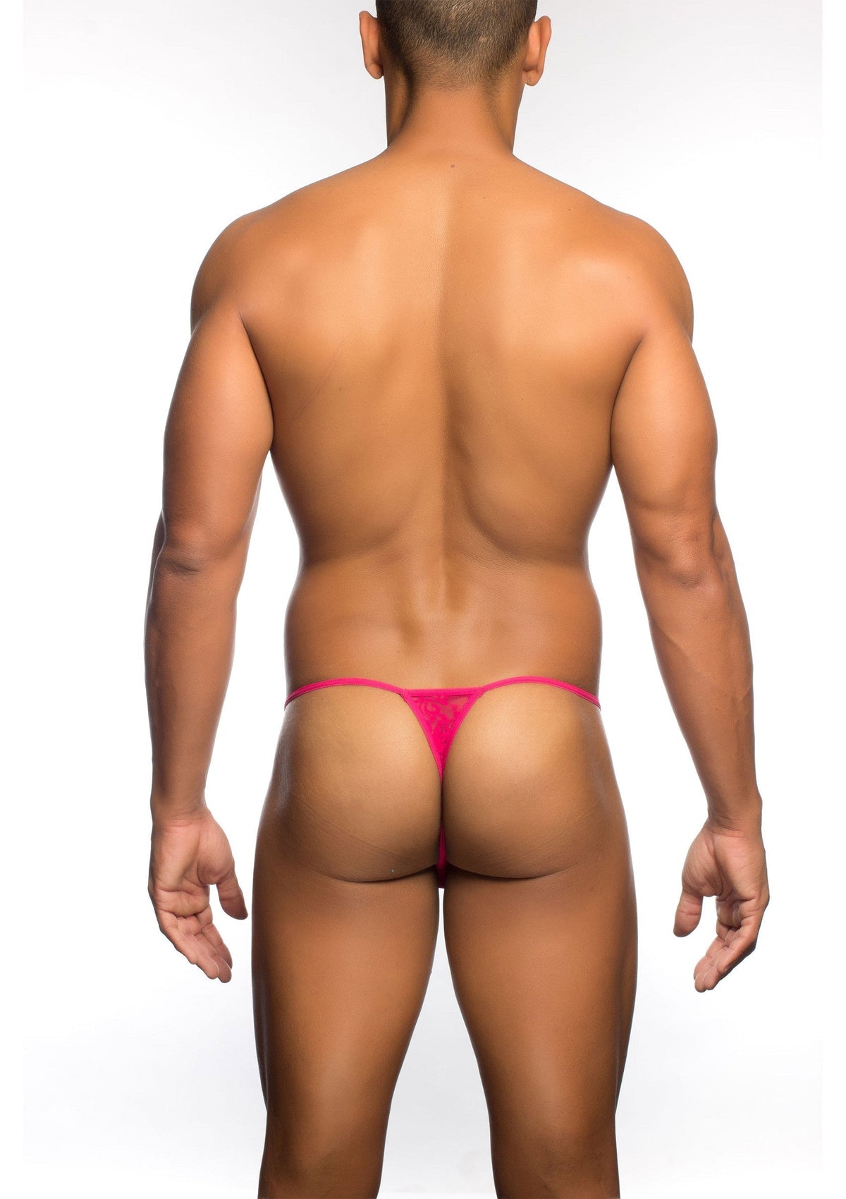 String pour homme rose vif, parfait pour un look audacieux et confortable. Matière douce pour un confort optimal.; Felle roze herenstring, perfect voor een gewaagde en comfortabele look. Zachte stof voor optimaal comfort.; Bright pink men's thong, perfect for a bold and comfortable look. Soft fabric for ultimate comfort.