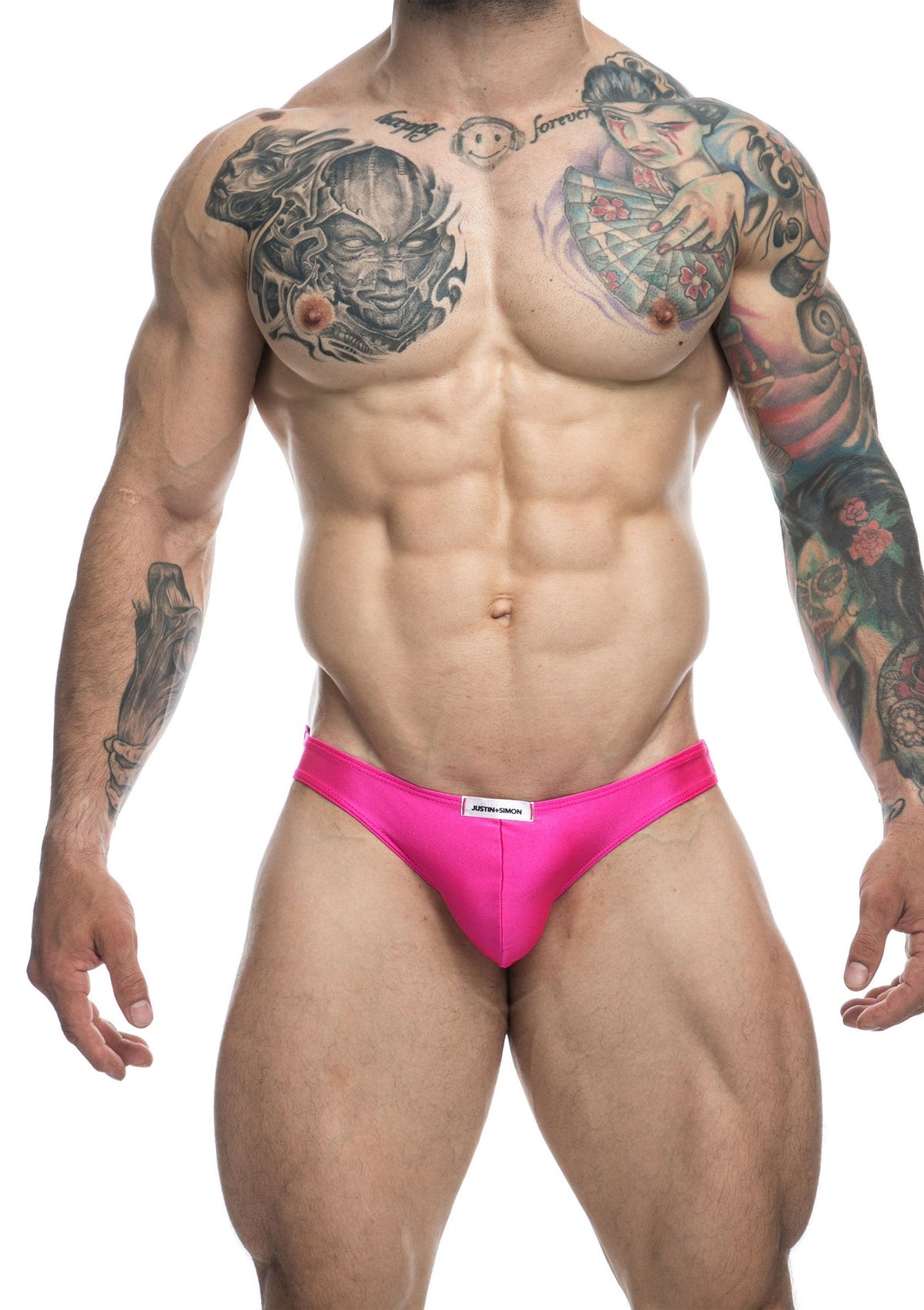 Slip de bain rose vif pour homme, coupe sportive et confortable. Idéal pour la plage ou la piscine. ; Felroze heren zwemslip, sportieve en comfortabele pasvorm. Ideaal voor het strand of zwembad.; Bright pink men's swim brief, sporty and comfortable fit. Ideal for the beach or pool.