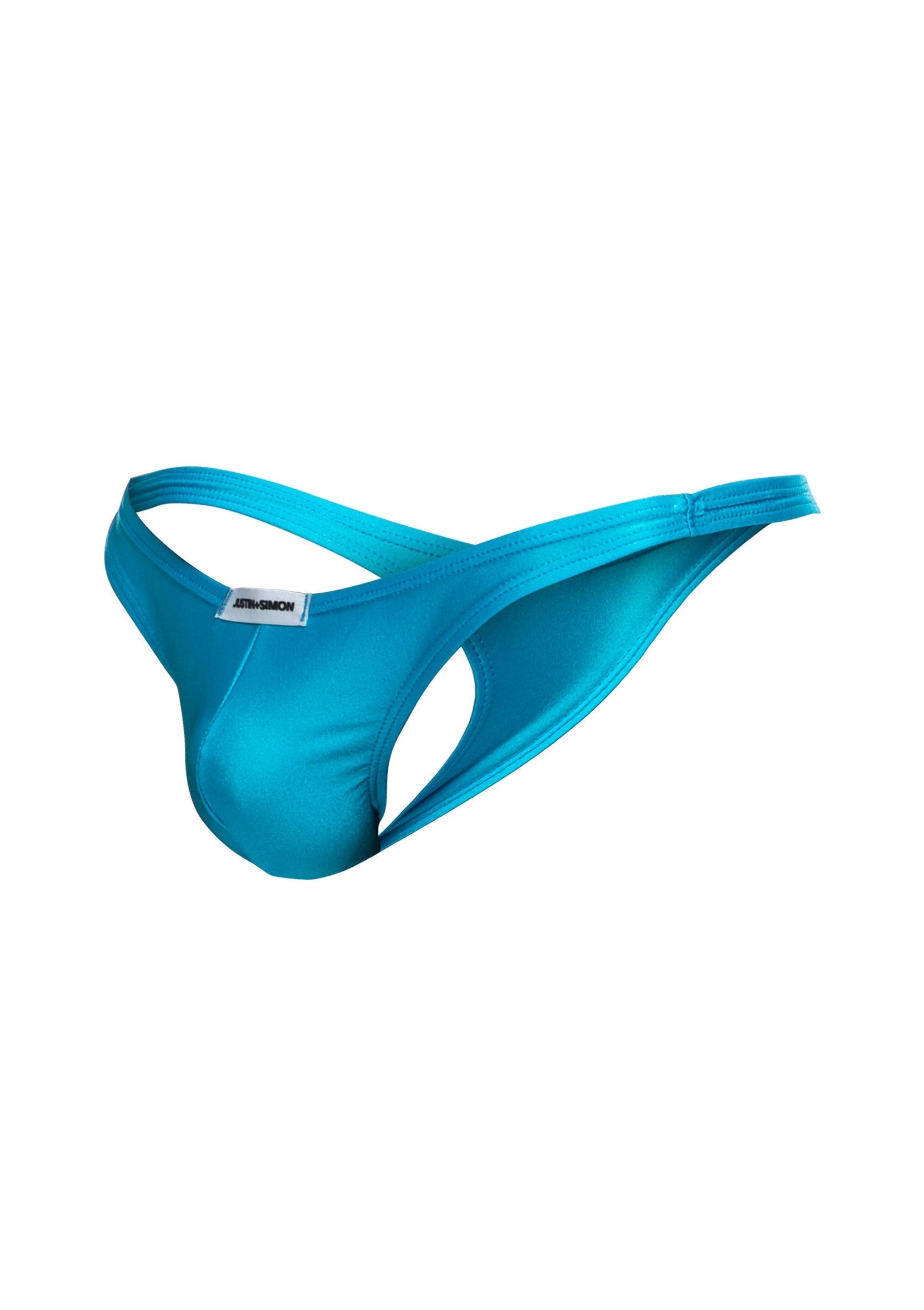 String pour homme bleu turquoise, sous-vêtement minimaliste et confortable.; Turquoise herenstring, minimalistisch en comfortabel ondergoed.; Turquoise men's thong, minimalist and comfortable underwear.
