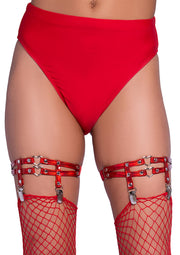 Leg Avenue Studded Thigh High Garter with Mini Hearts