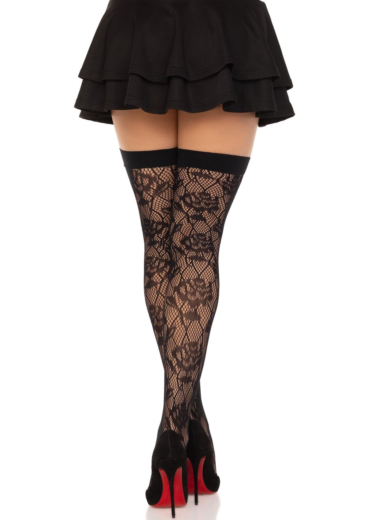 Leg Avenue Wild Rose Net Thigh Highs