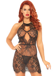 Leg Avenue Dress with Scalloped Lace and String