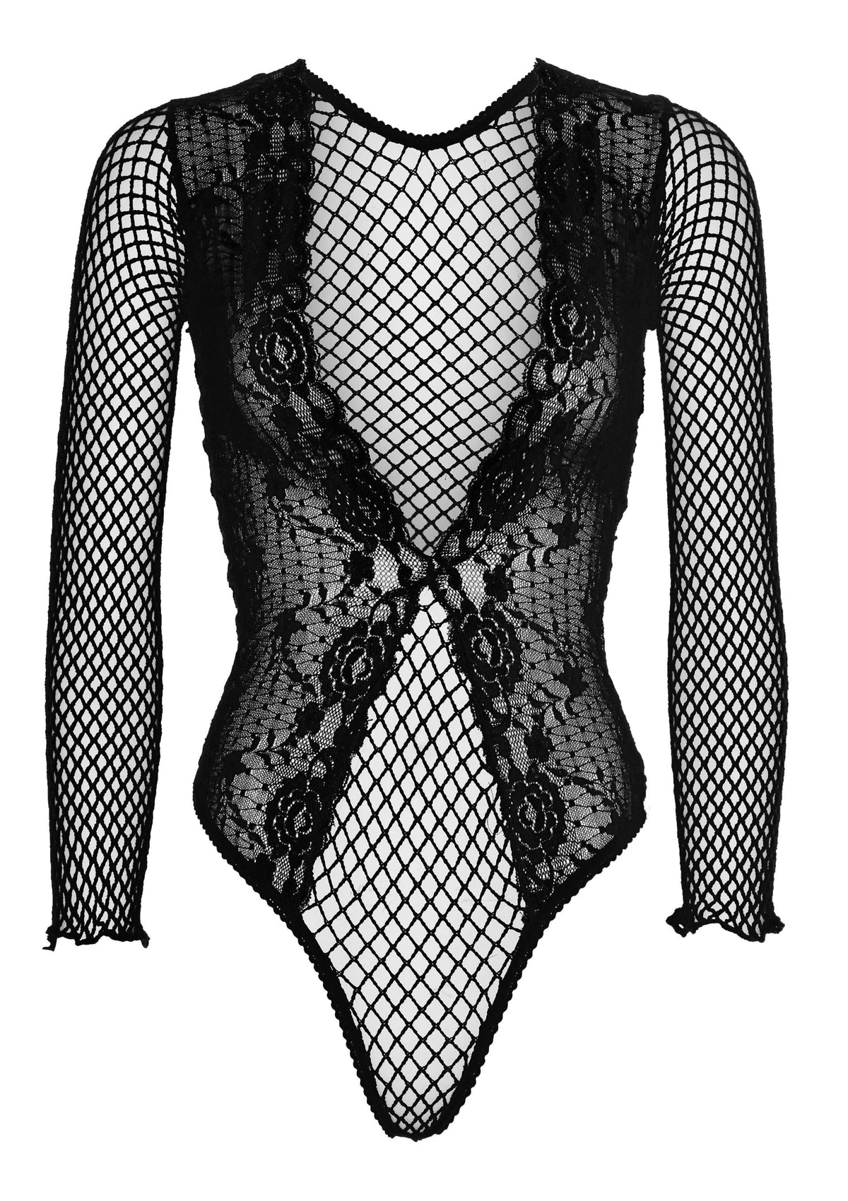 Leg Avenue High Cut Lace and Net Teddy
