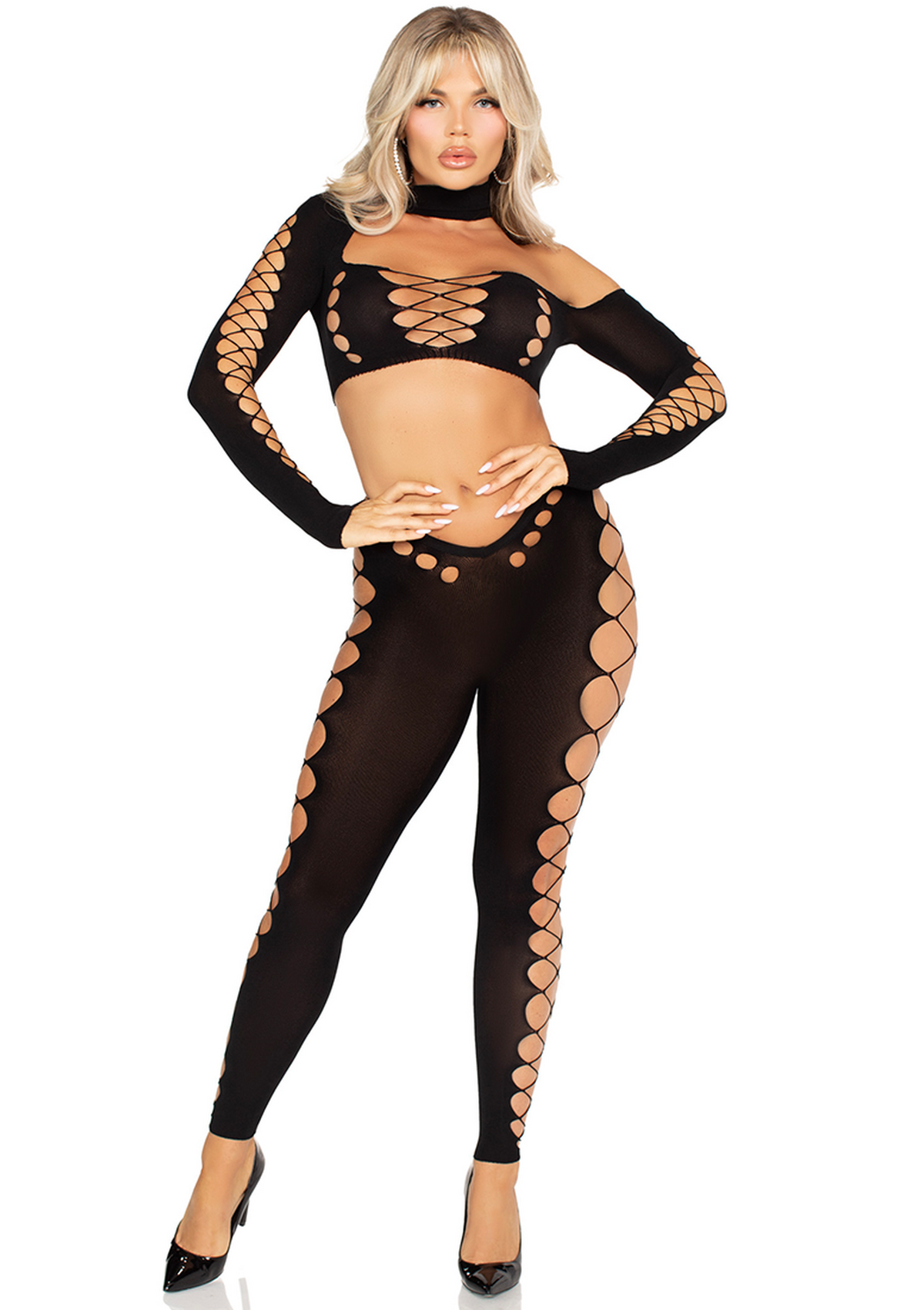 Leg Avenue Seamless Cut-Out Crop Top and Legging