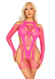 Leg Avenue Fishnet Garter Harness and Teddy