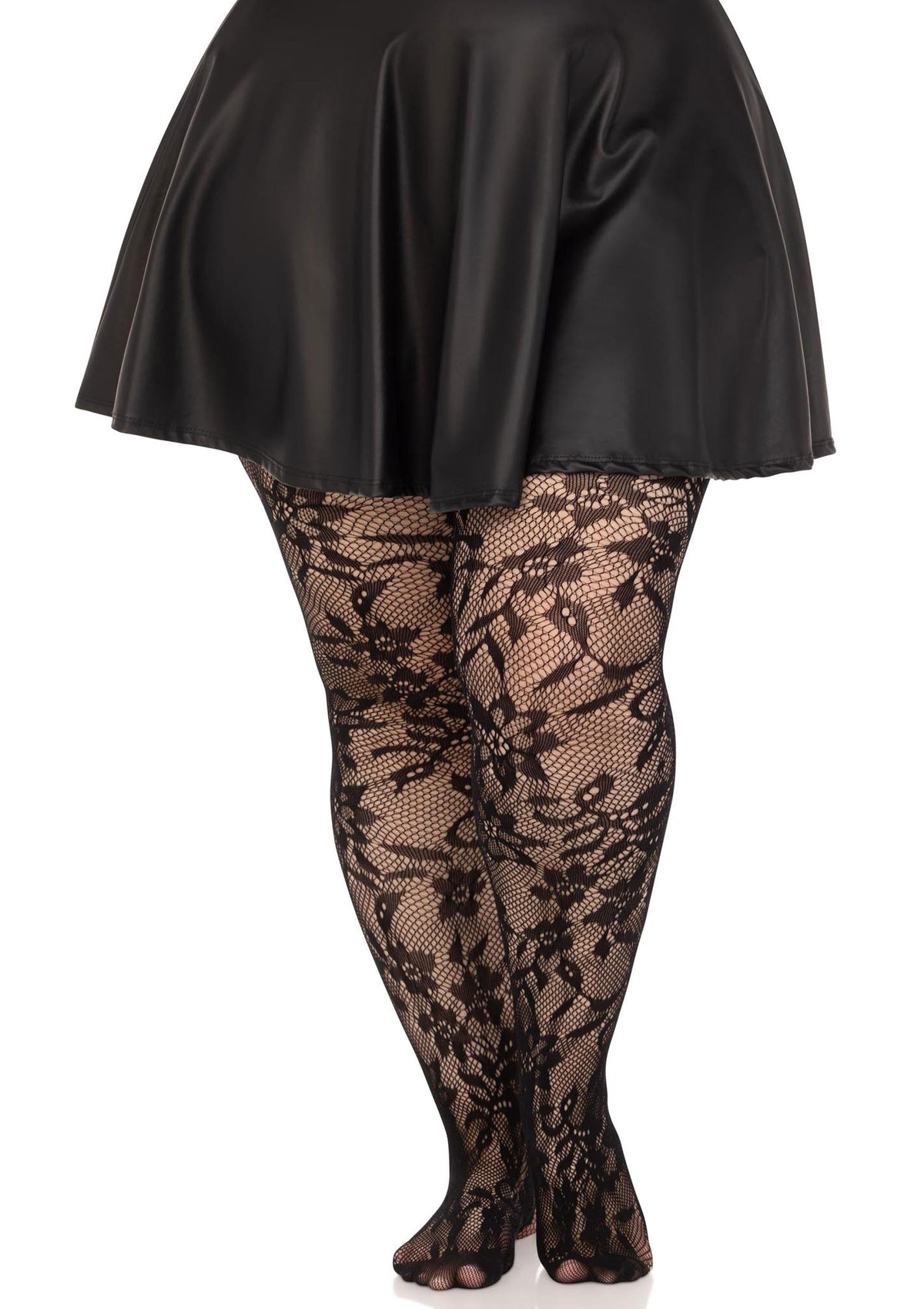 Leg Avenue Plus Seamless Floral Lace Pantyhose