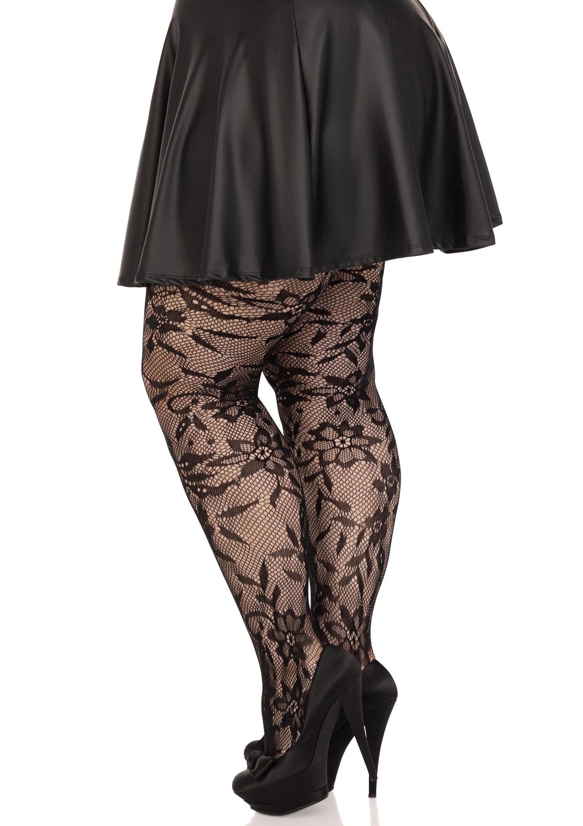 Leg Avenue Plus Seamless Floral Lace Pantyhose