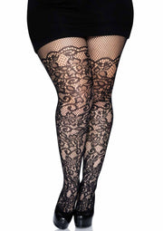 Leg Avenue Plus Floral Vine Net Pantyhose