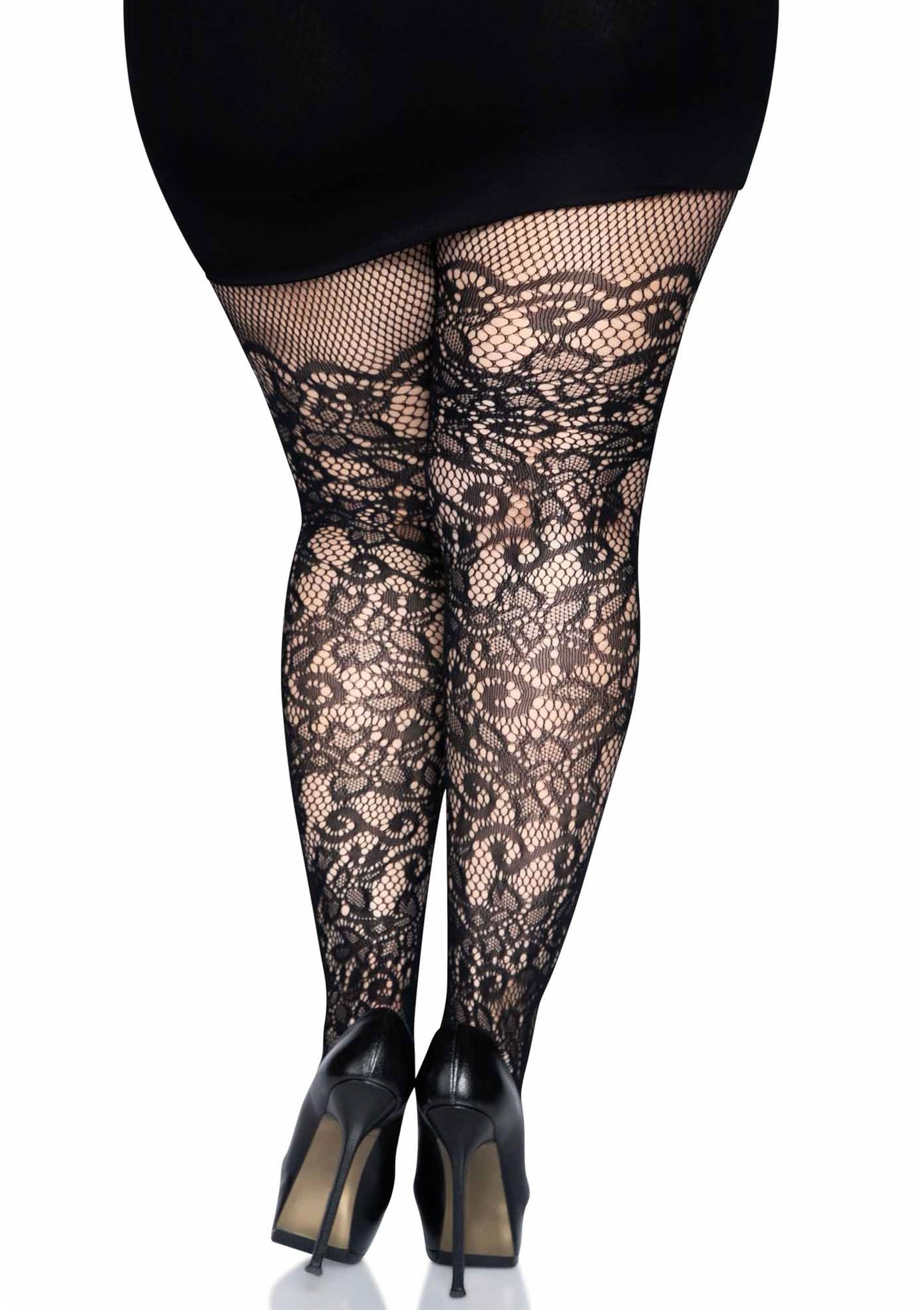 Leg Avenue Plus Floral Vine Net Pantyhose